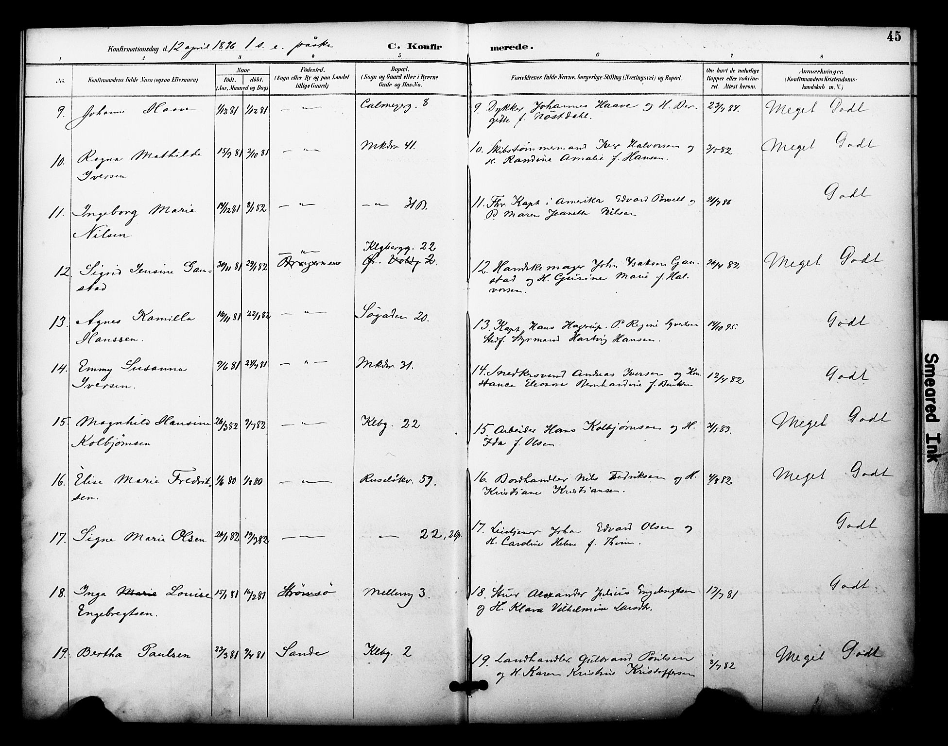 Johannes prestekontor Kirkebøker, SAO/A-10852/F/Fa/L0005: Parish register (official) no. 5, 1893-1907, p. 45