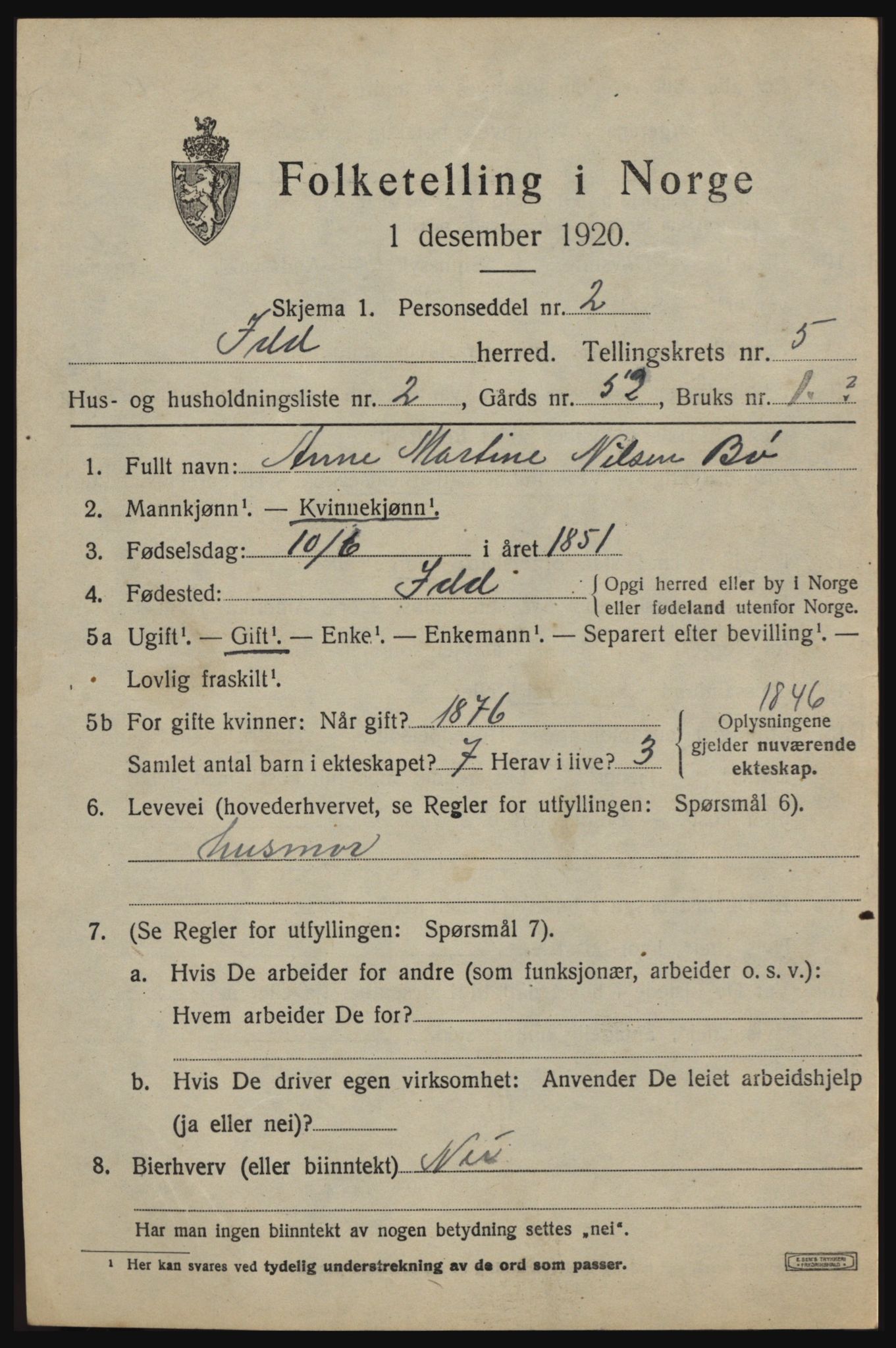 SAO, 1920 census for Idd, 1920, p. 6831