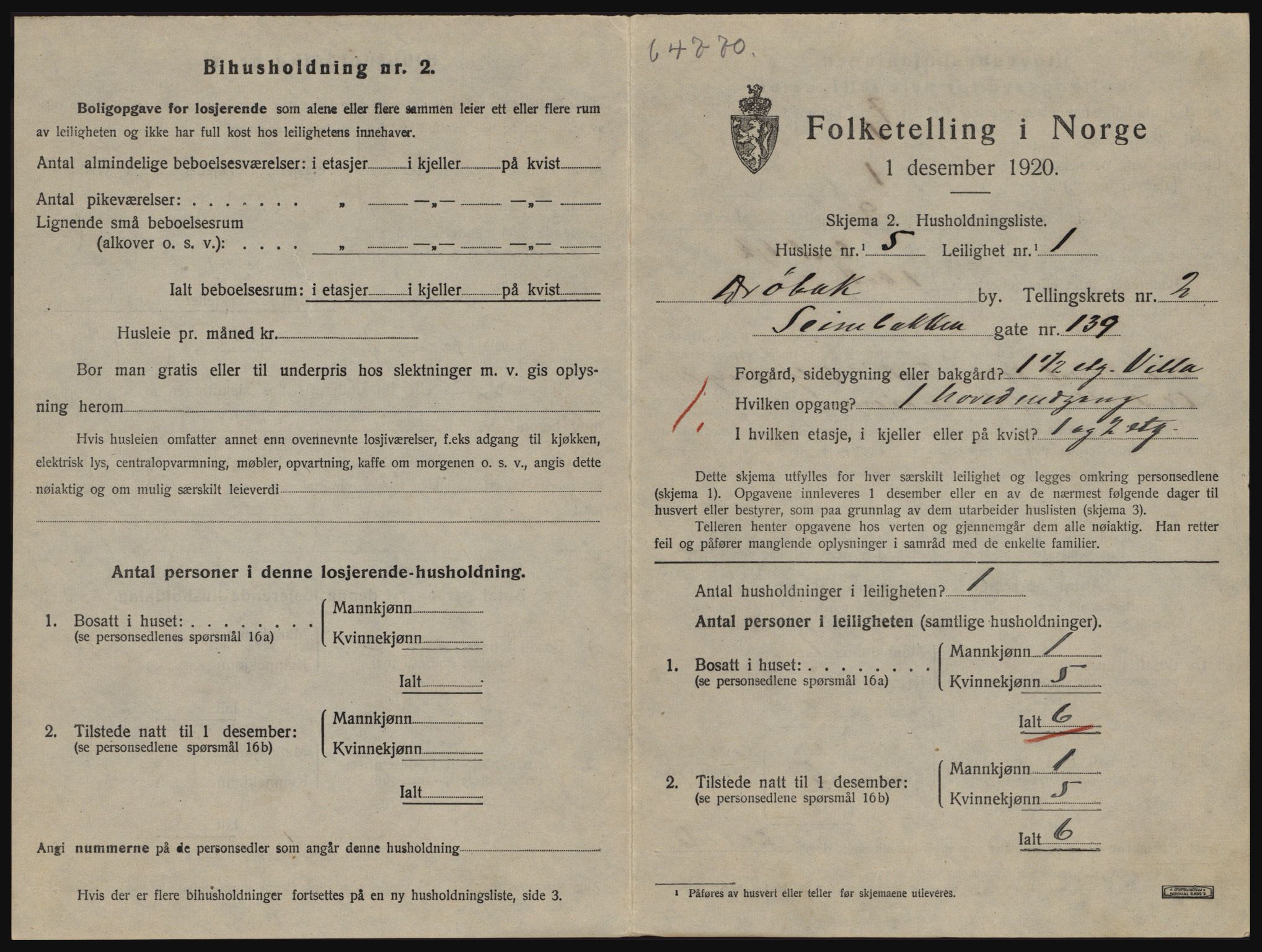 SAO, 1920 census for Drøbak, 1920, p. 939