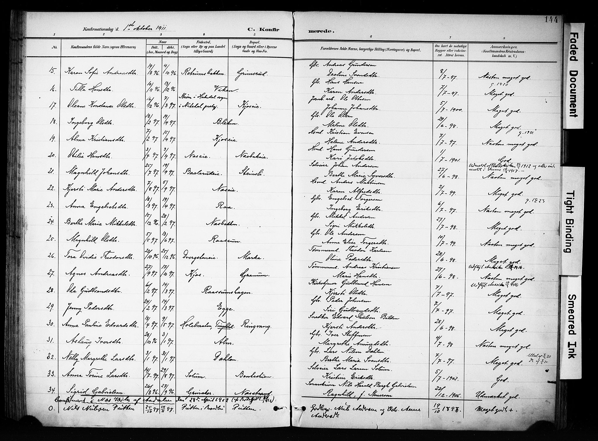 Brandbu prestekontor, SAH/PREST-114/H/Ha/Haa/L0001: Parish register (official) no. 1, 1900-1912, p. 144