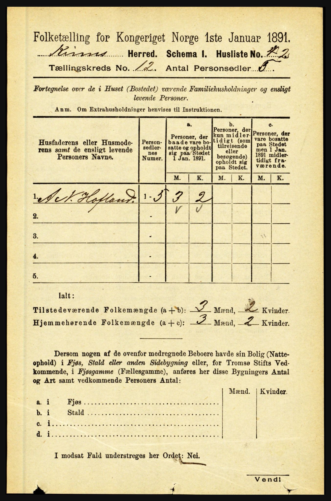 RA, 1891 census for 1437 Kinn, 1891, p. 4472