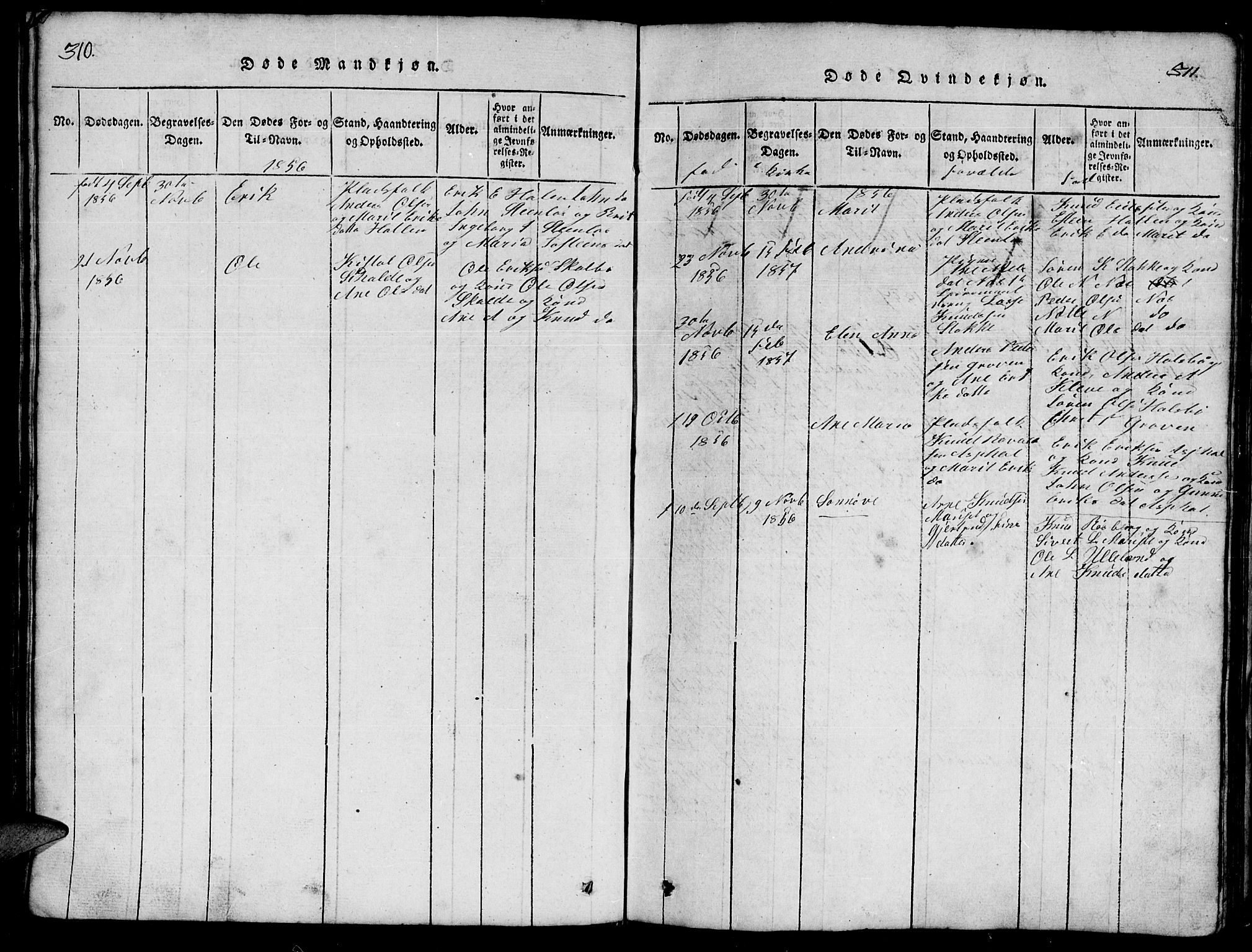 Ministerialprotokoller, klokkerbøker og fødselsregistre - Møre og Romsdal, AV/SAT-A-1454/557/L0683: Parish register (copy) no. 557C01, 1818-1862, p. 310-311