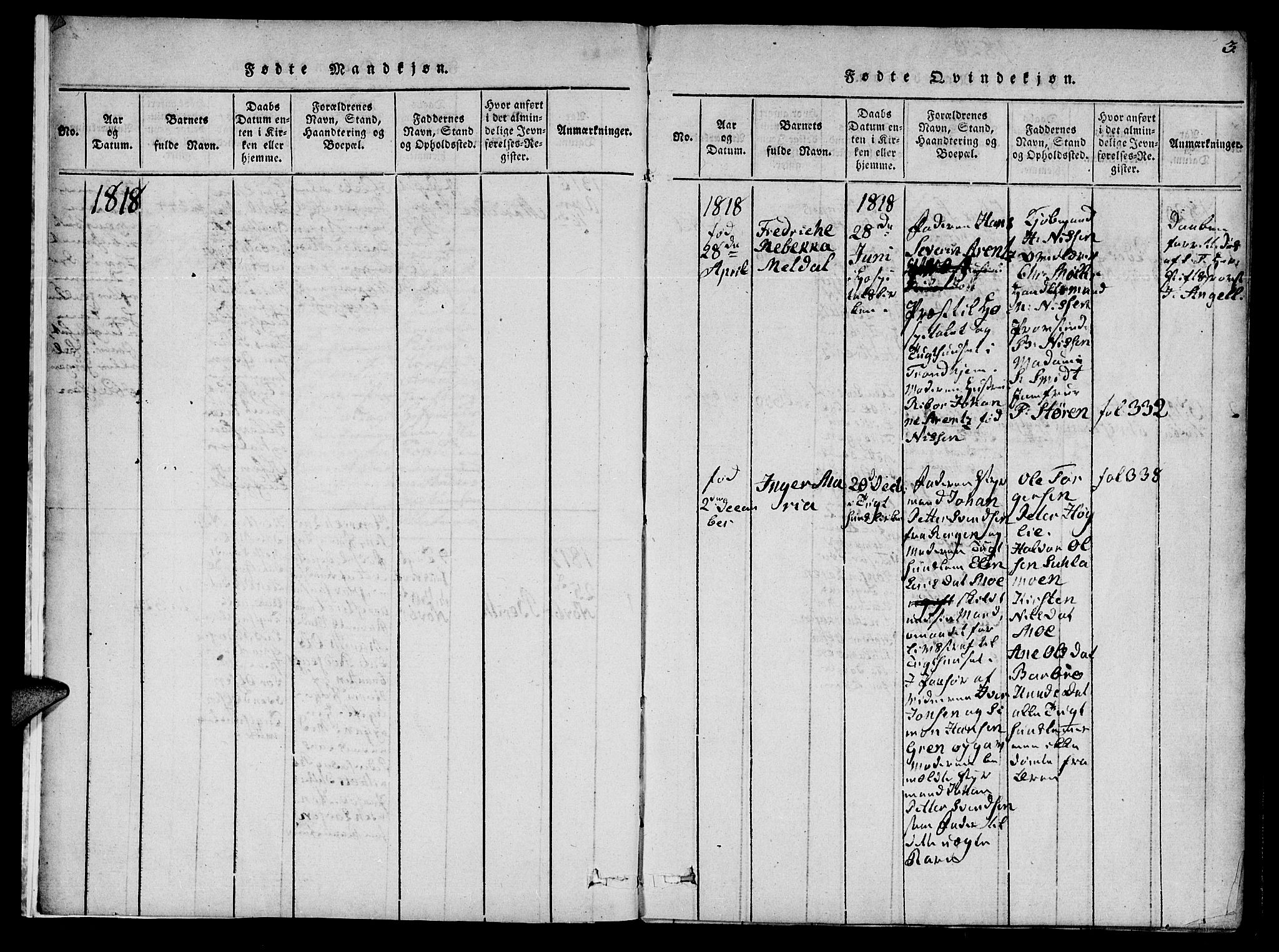 Ministerialprotokoller, klokkerbøker og fødselsregistre - Sør-Trøndelag, SAT/A-1456/623/L0467: Parish register (official) no. 623A01, 1815-1825, p. 3
