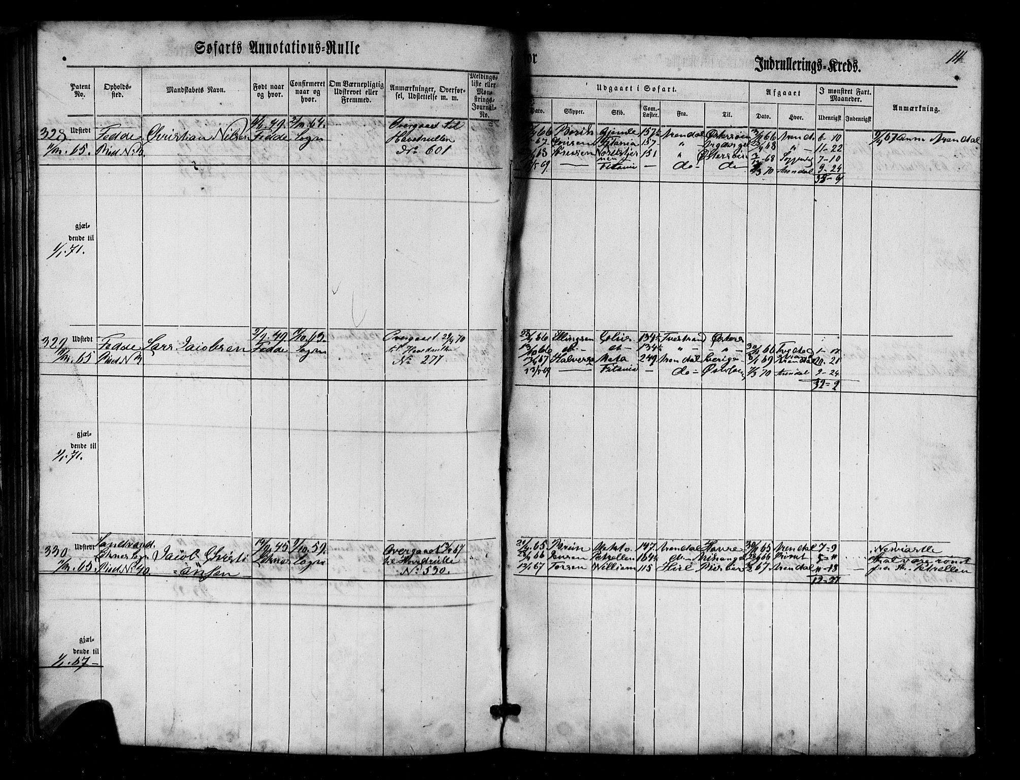 Flekkefjord mønstringskrets, AV/SAK-2031-0018/F/Fa/L0004: Annotasjonsrulle nr 1-435 med register, Æ-1, 1860-1867, p. 130