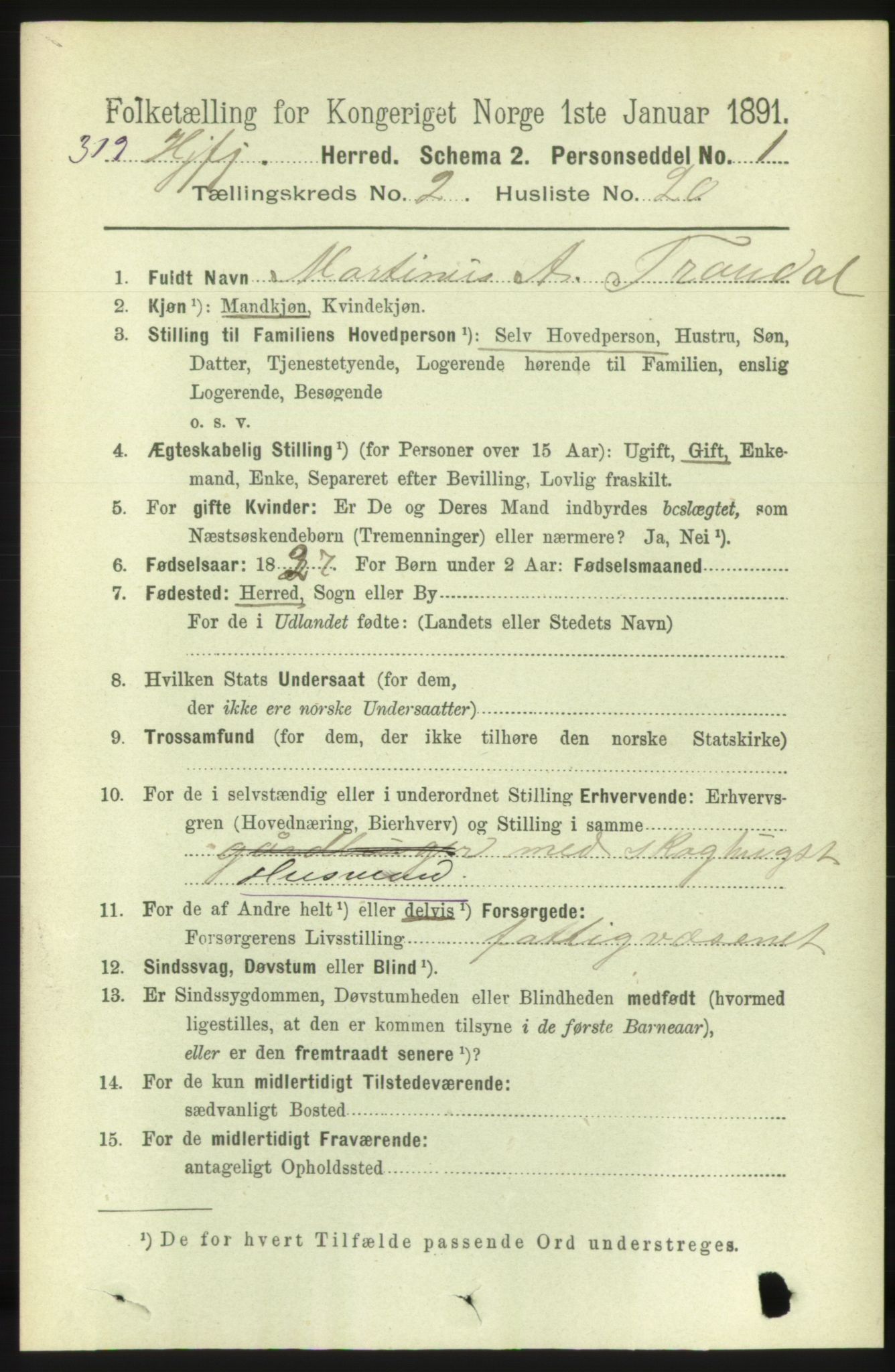 RA, 1891 census for 1522 Hjørundfjord, 1891, p. 393