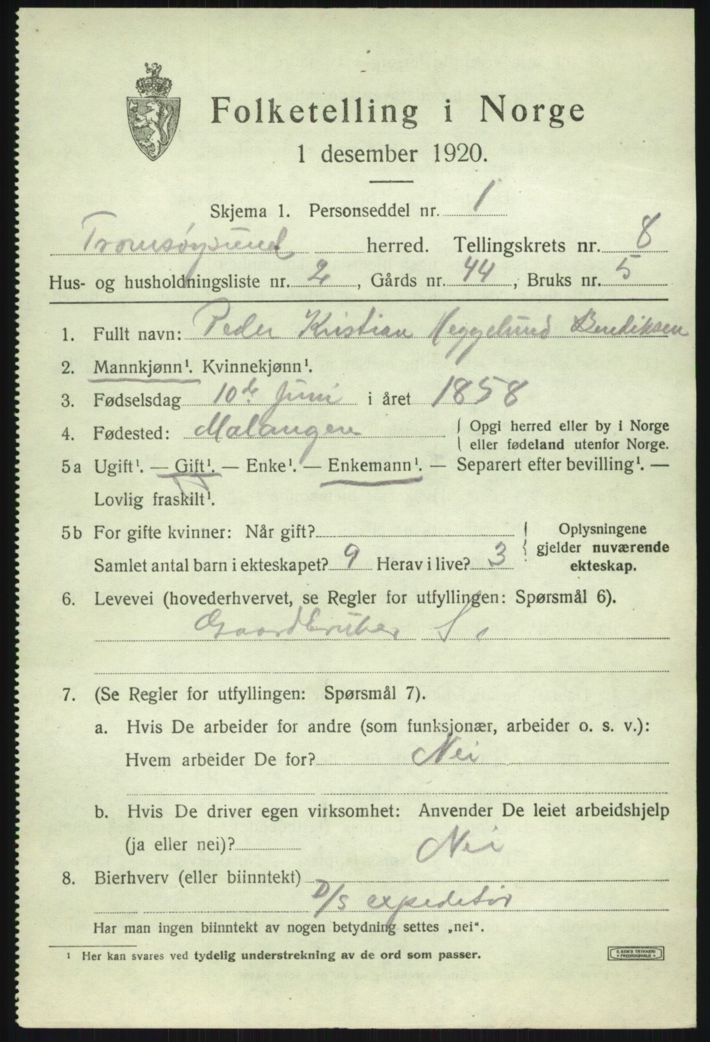 SATØ, 1920 census for Tromsøysund, 1920, p. 6234