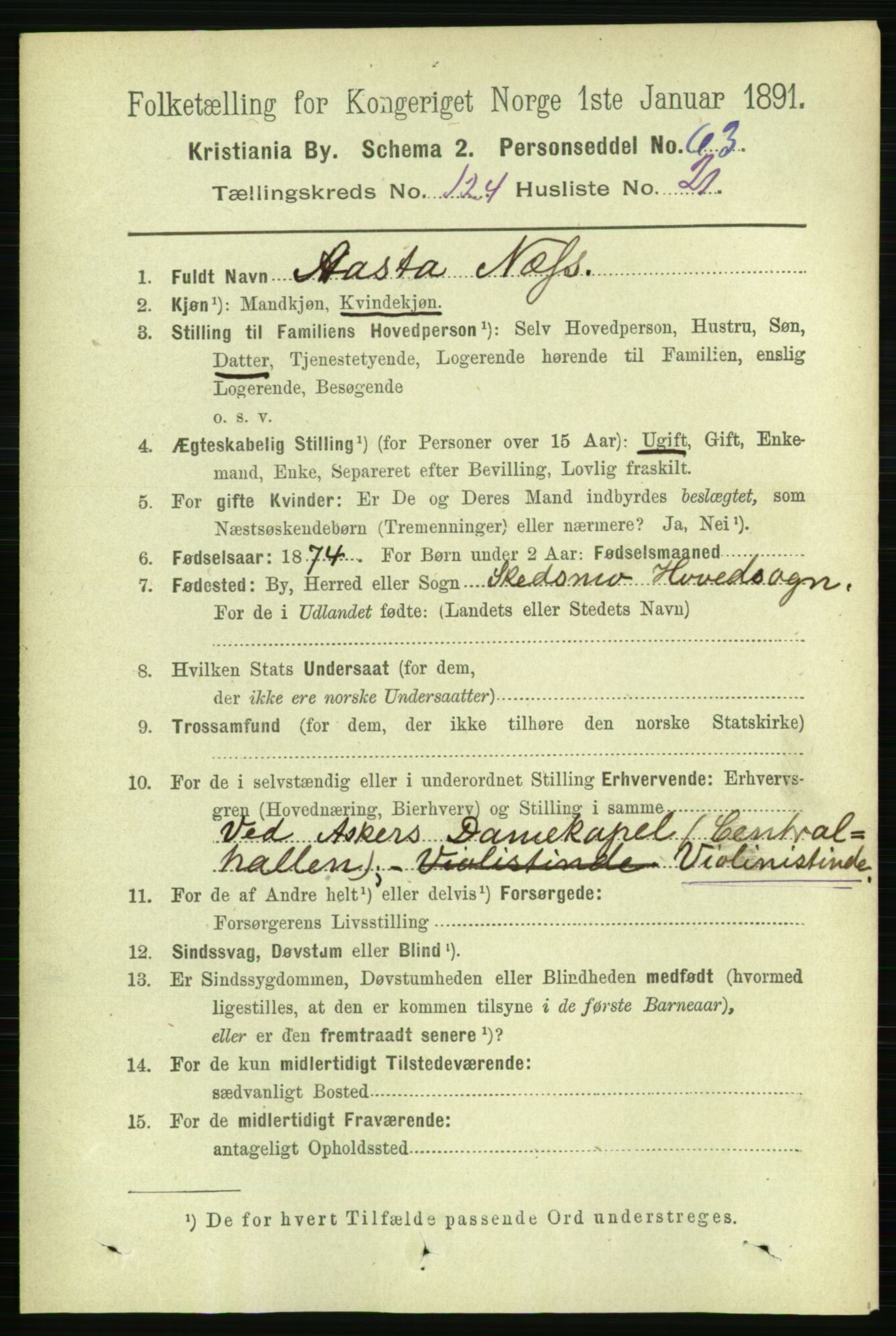 RA, 1891 census for 0301 Kristiania, 1891, p. 65952