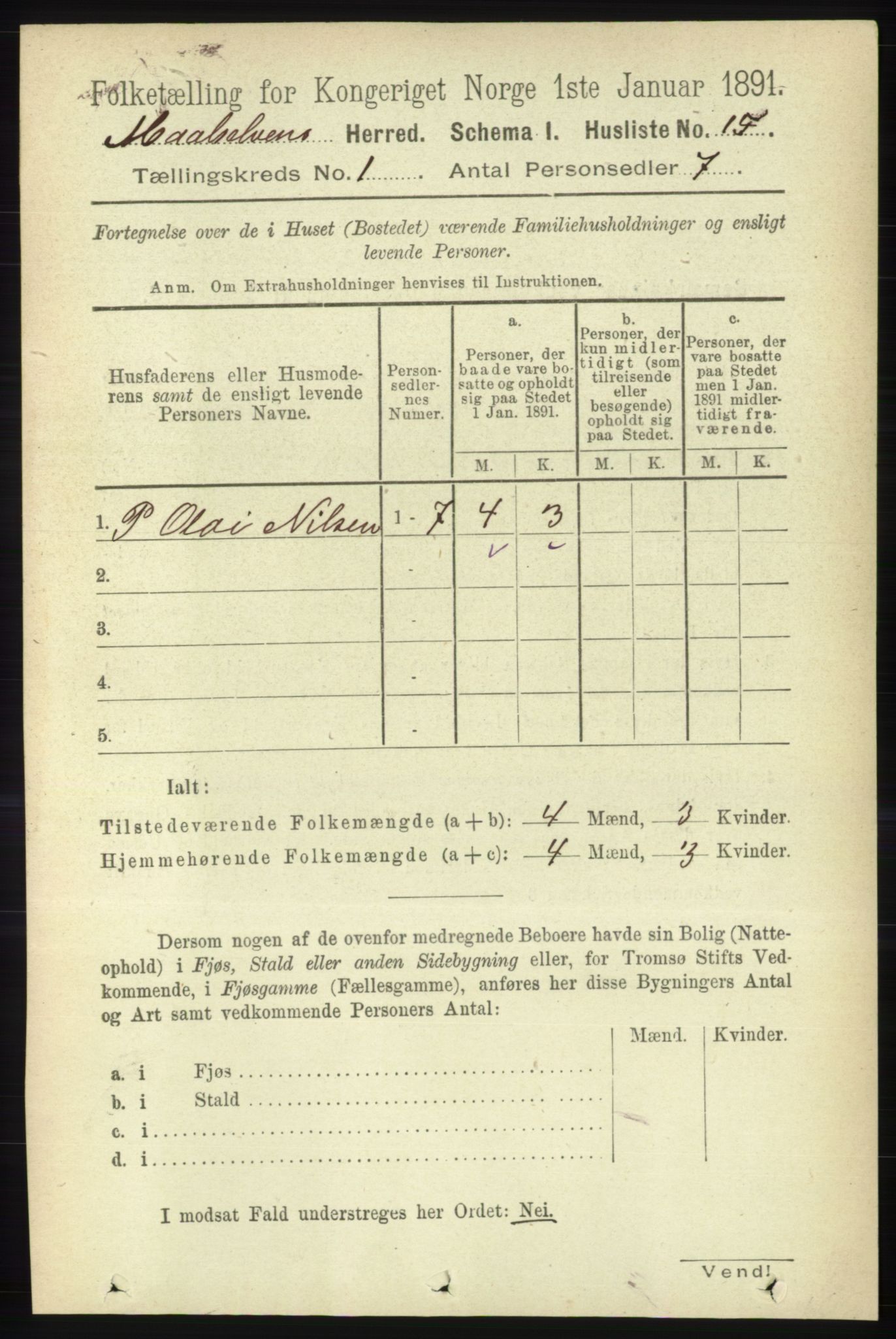 RA, 1891 census for 1924 Målselv, 1891, p. 45