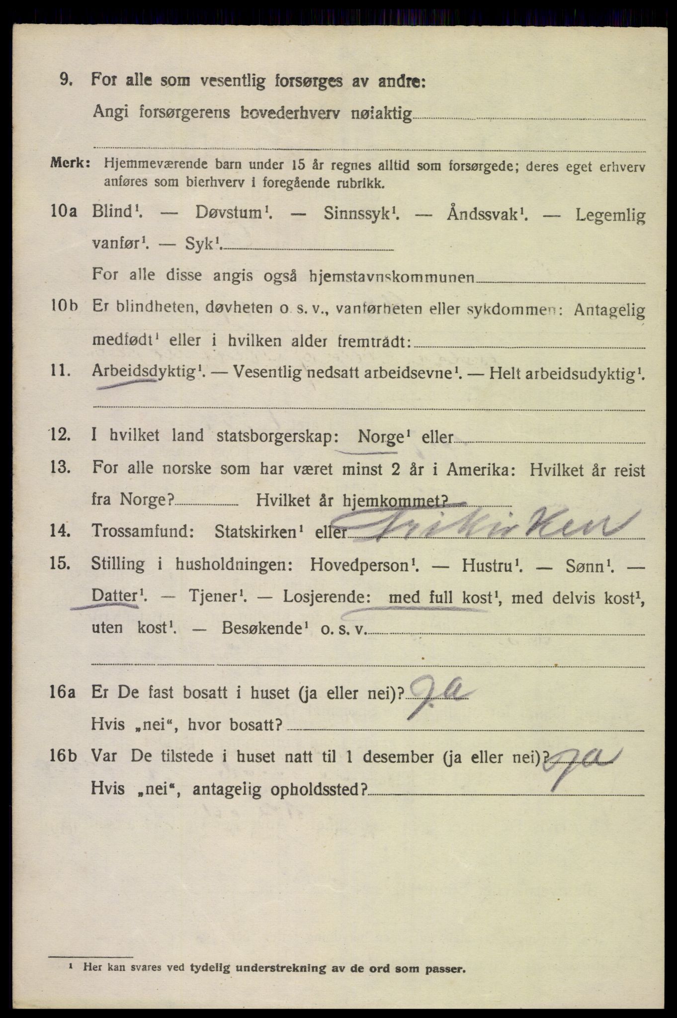 SAK, 1920 census for Oddernes, 1920, p. 12490