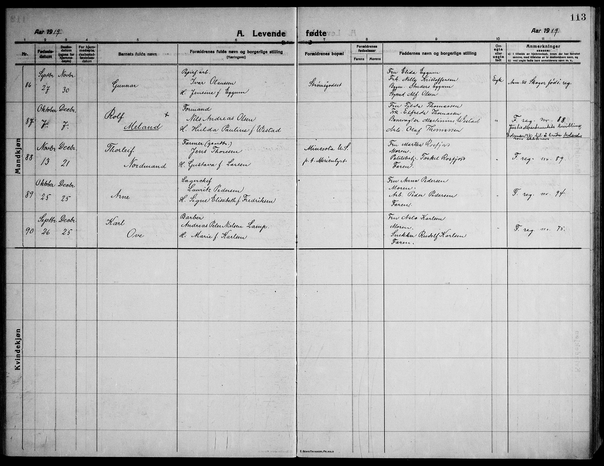 Strømsø kirkebøker, AV/SAKO-A-246/F/Fa/L0029: Parish register (official) no. I 27, 1915-1930, p. 113