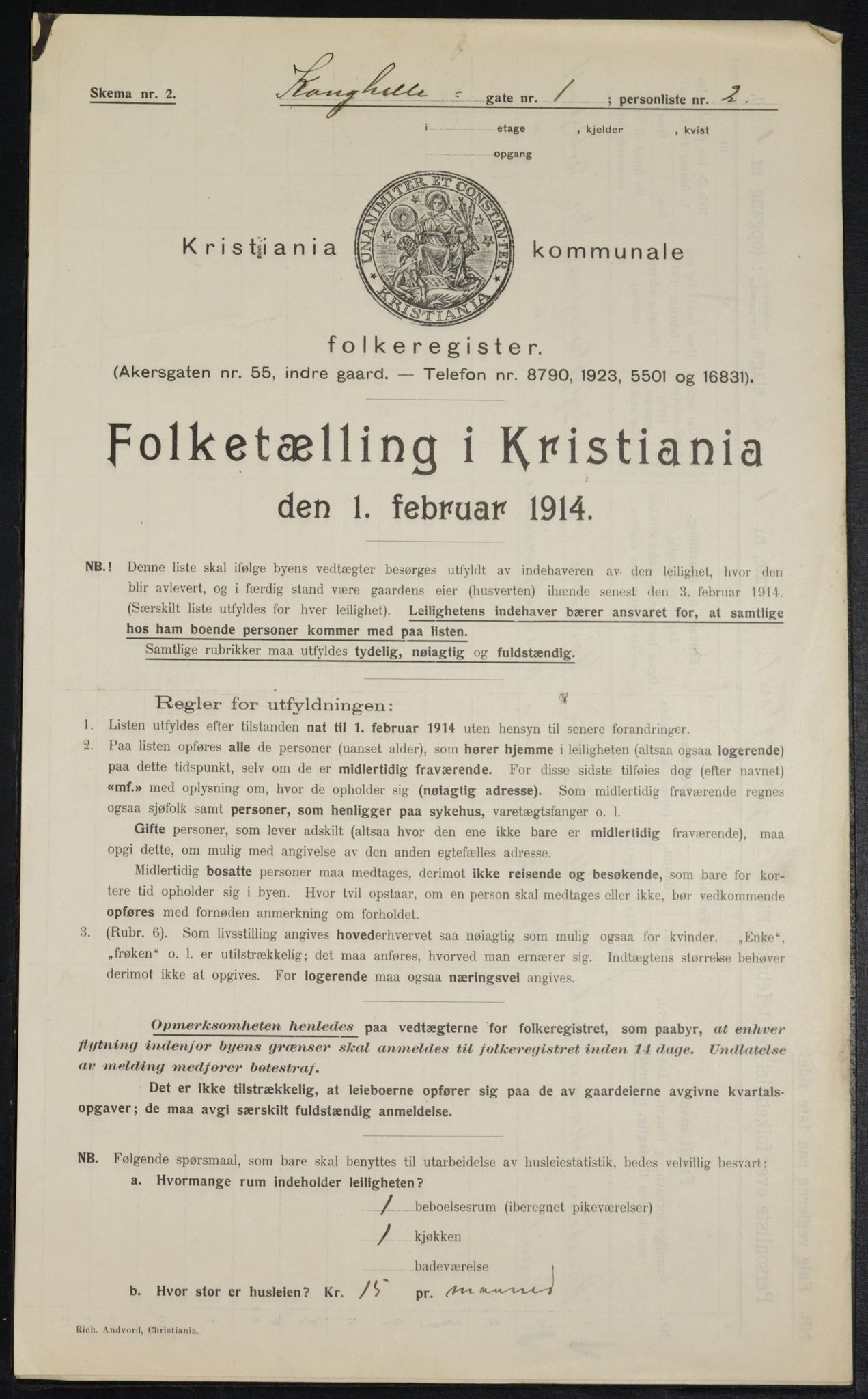 OBA, Municipal Census 1914 for Kristiania, 1914, p. 52583