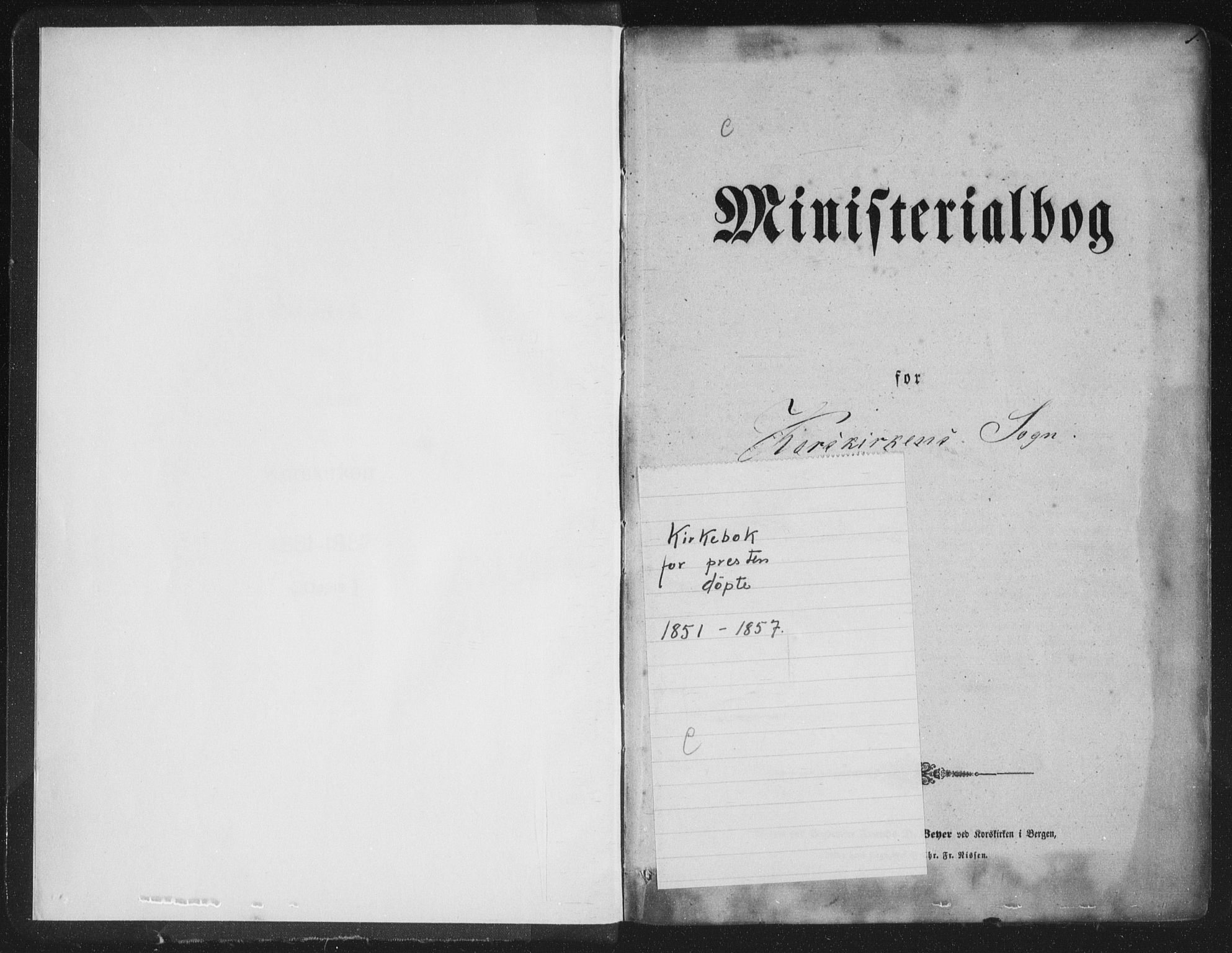 Korskirken sokneprestembete, SAB/A-76101/H/Haa/L0017: Parish register (official) no. B 3, 1851-1857, p. 1
