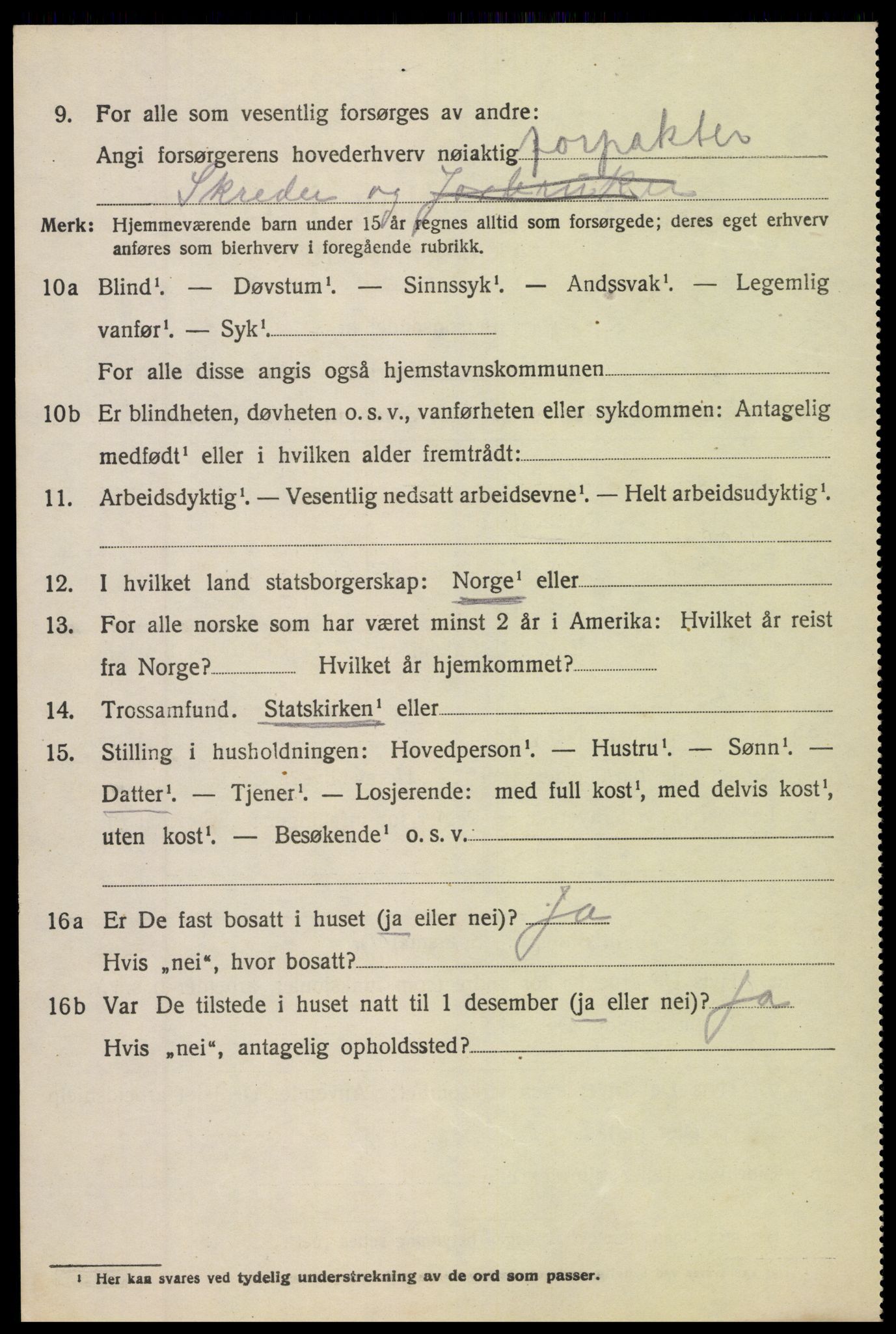 SAH, 1920 census for Nordre Land, 1920, p. 3707