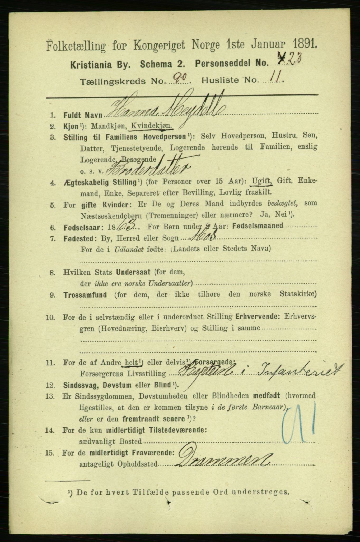 RA, 1891 census for 0301 Kristiania, 1891, p. 44586