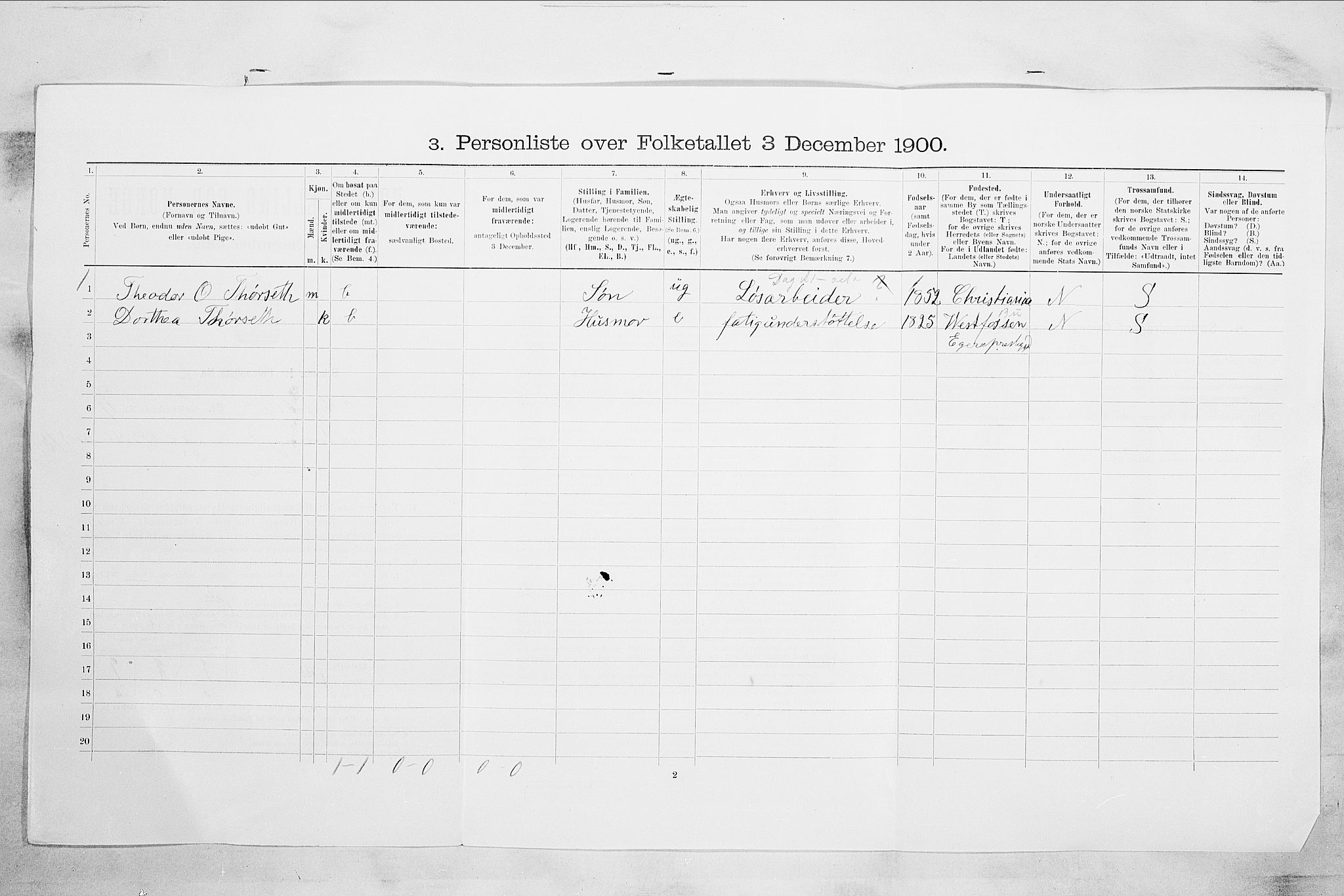 RA, 1900 census for Kongsberg, 1900, p. 3576