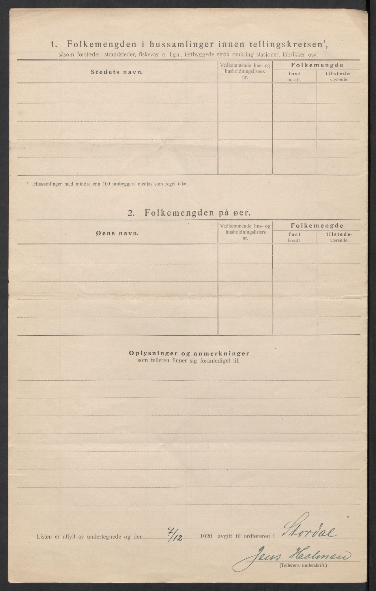 SAT, 1920 census for Stordal, 1920, p. 12