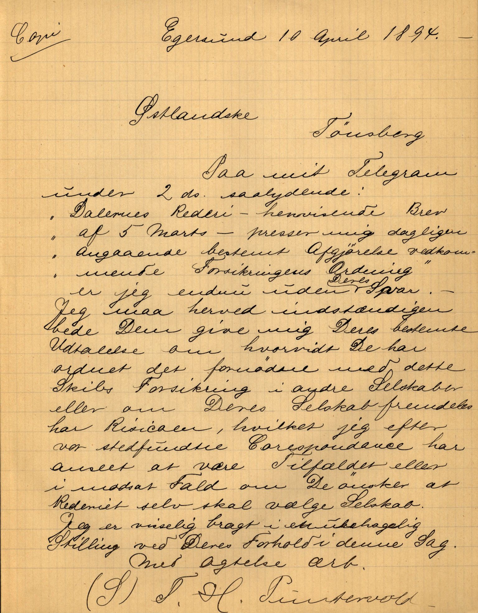 Pa 63 - Østlandske skibsassuranceforening, VEMU/A-1079/G/Ga/L0030/0008: Havaridokumenter / Skjoldmoen, Dalerne, Union, 1894, p. 50