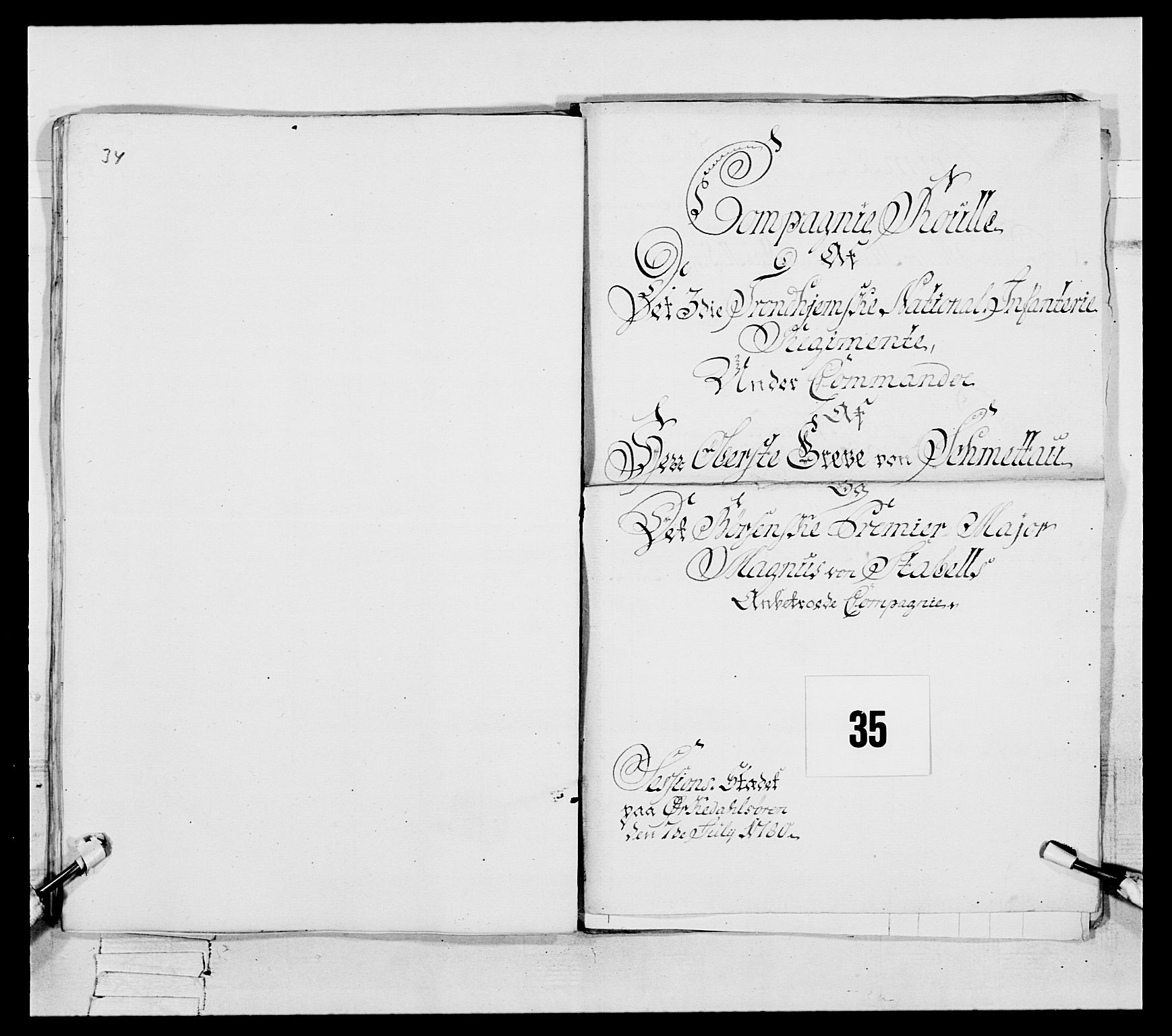Generalitets- og kommissariatskollegiet, Det kongelige norske kommissariatskollegium, RA/EA-5420/E/Eh/L0087: 3. Trondheimske nasjonale infanteriregiment, 1780, p. 383