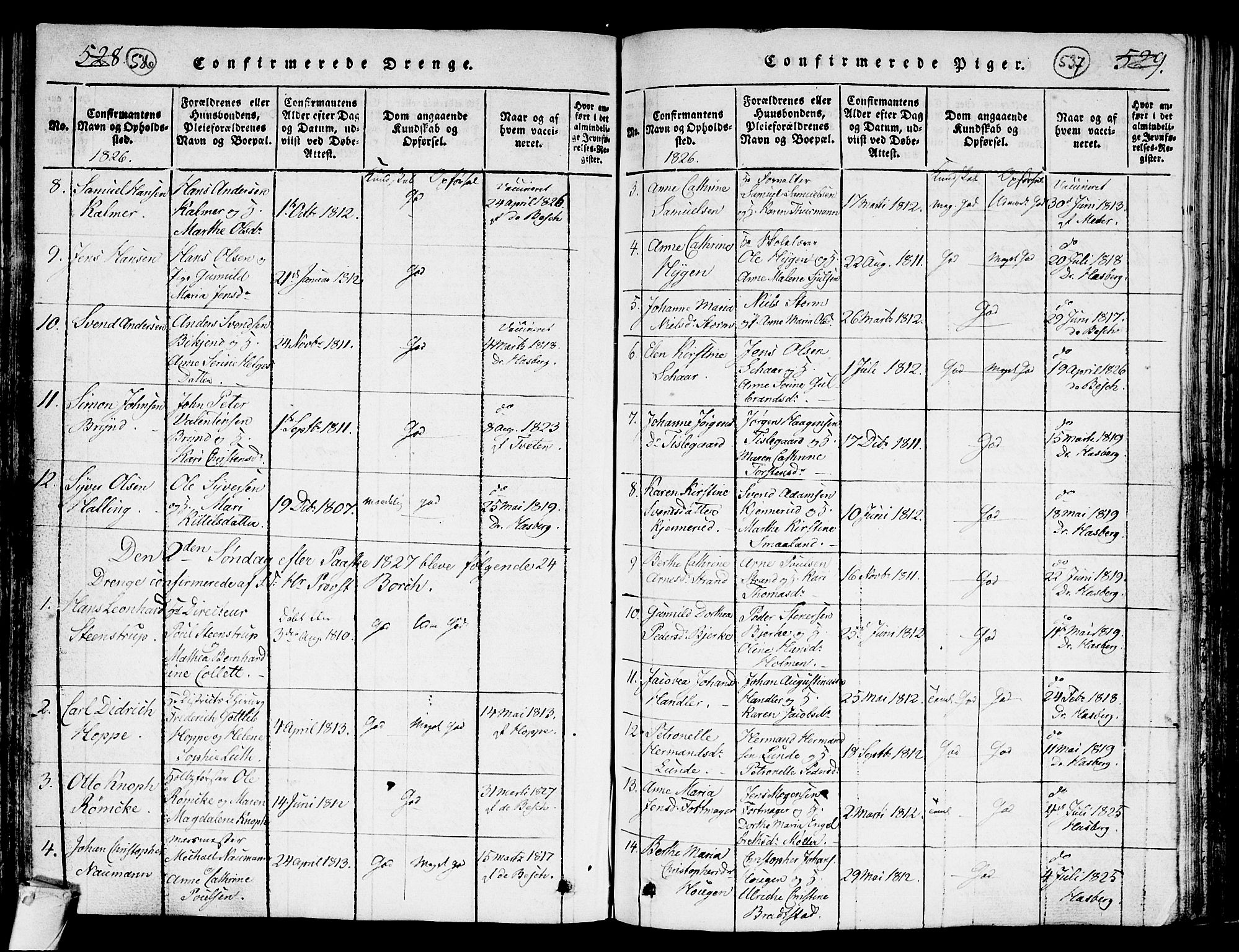 Kongsberg kirkebøker, SAKO/A-22/G/Ga/L0001: Parish register (copy) no. 1, 1816-1839, p. 536-537