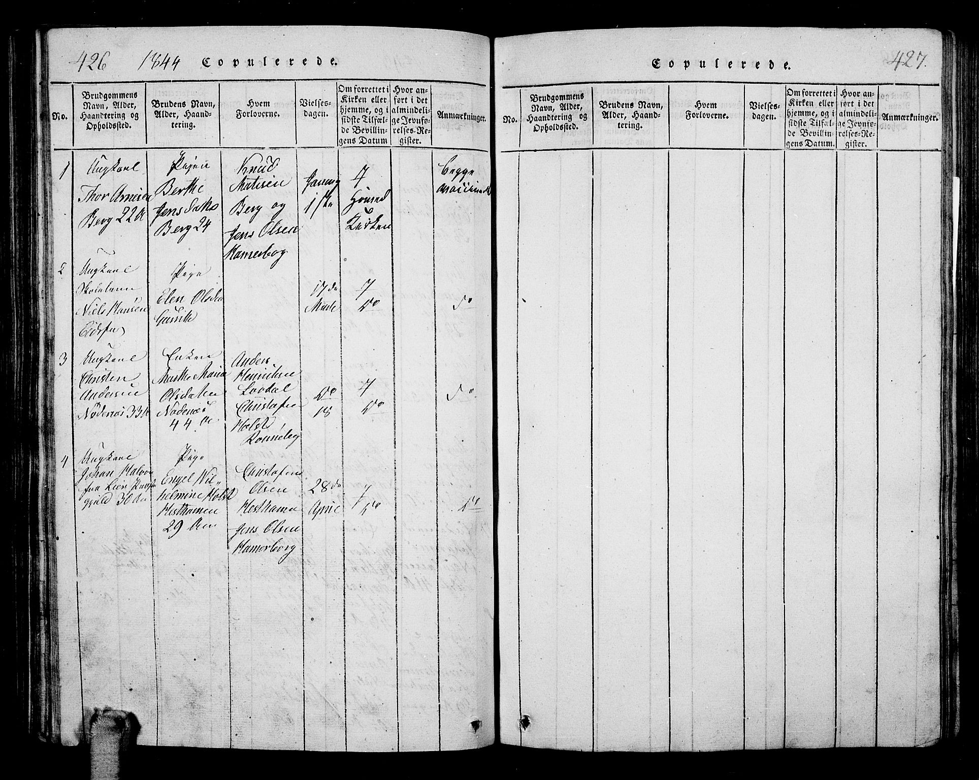 Hof kirkebøker, AV/SAKO-A-64/G/Ga/L0001: Parish register (copy) no. I 1, 1814-1844, p. 426-427