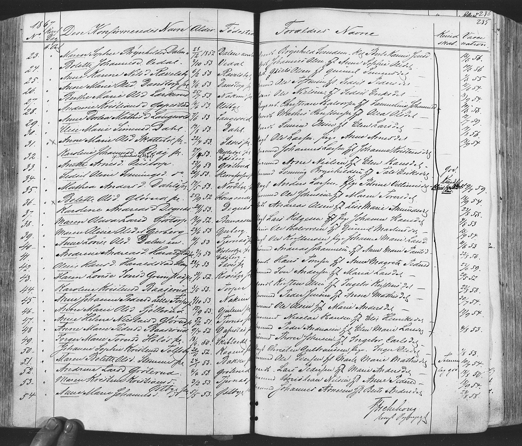 Rakkestad prestekontor Kirkebøker, AV/SAO-A-2008/F/Fa/L0011: Parish register (official) no. I 11, 1862-1877, p. 235