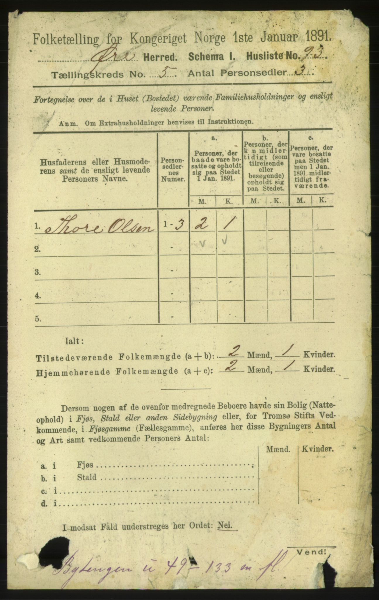 RA, 1891 census for 1558 Øre, 1891, p. 2371