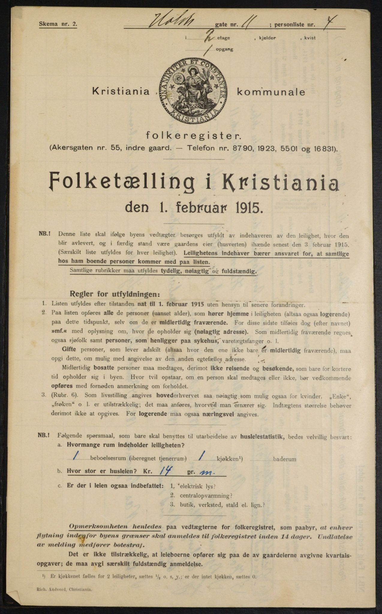 OBA, Municipal Census 1915 for Kristiania, 1915, p. 40701