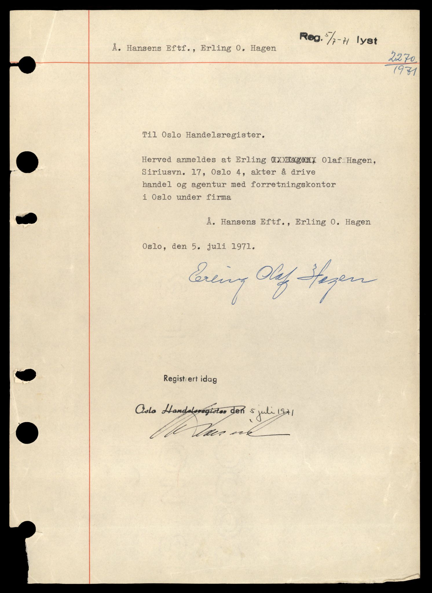 Oslo byfogd, Handelsregisteret, AV/SAT-A-10867/G/Gb/Gbb/L0021: Registreringsmeldinger, A-D, 1977, p. 1