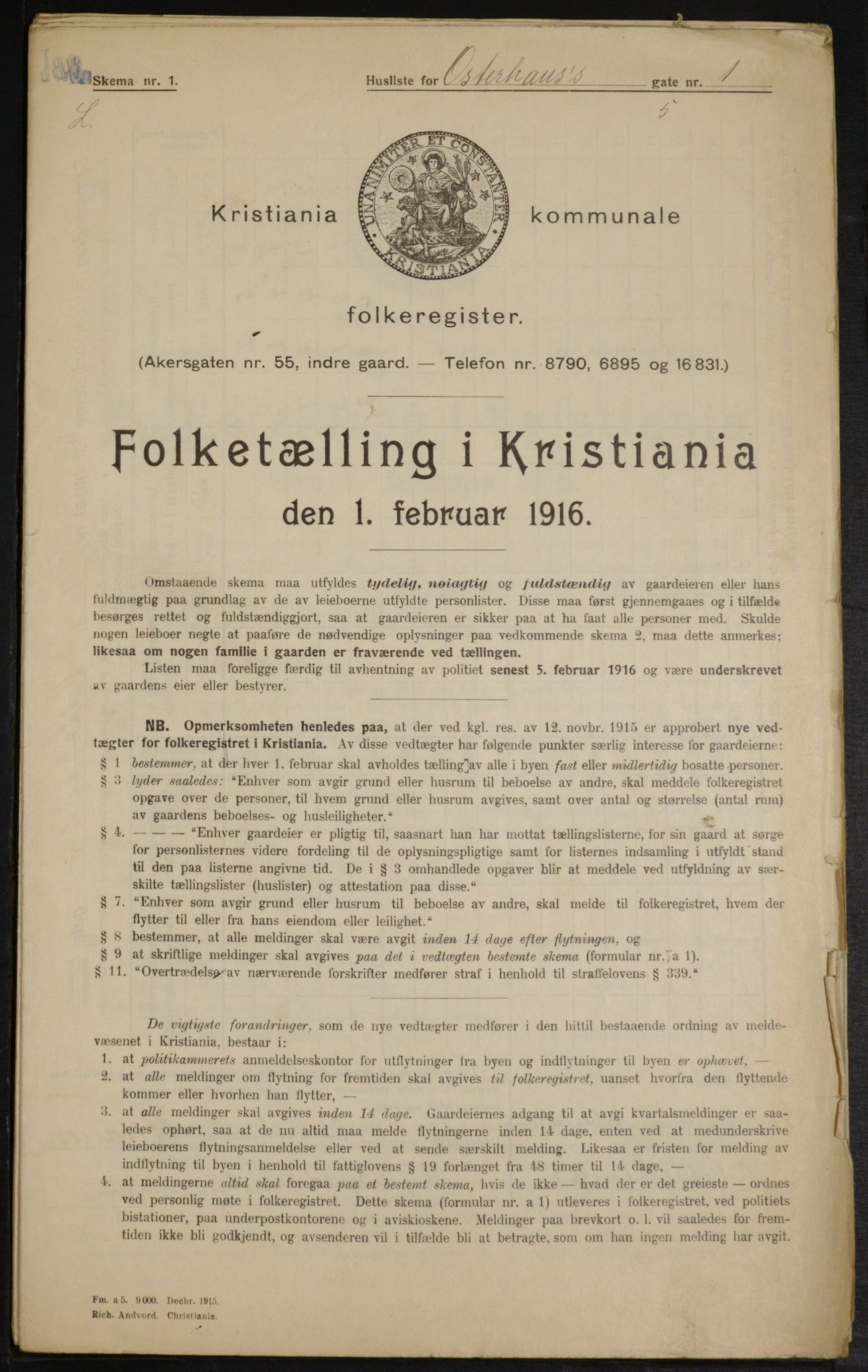 OBA, Municipal Census 1916 for Kristiania, 1916, p. 79308