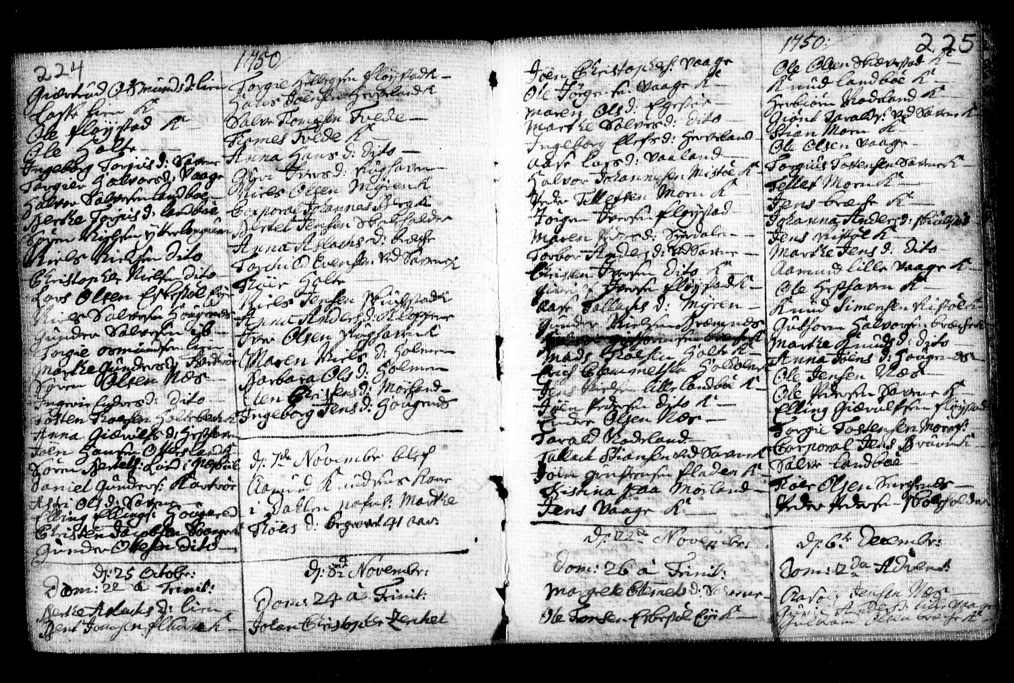 Holt sokneprestkontor, AV/SAK-1111-0021/F/Fa/L0002: Parish register (official) no. A 2, 1739-1753, p. 224-225