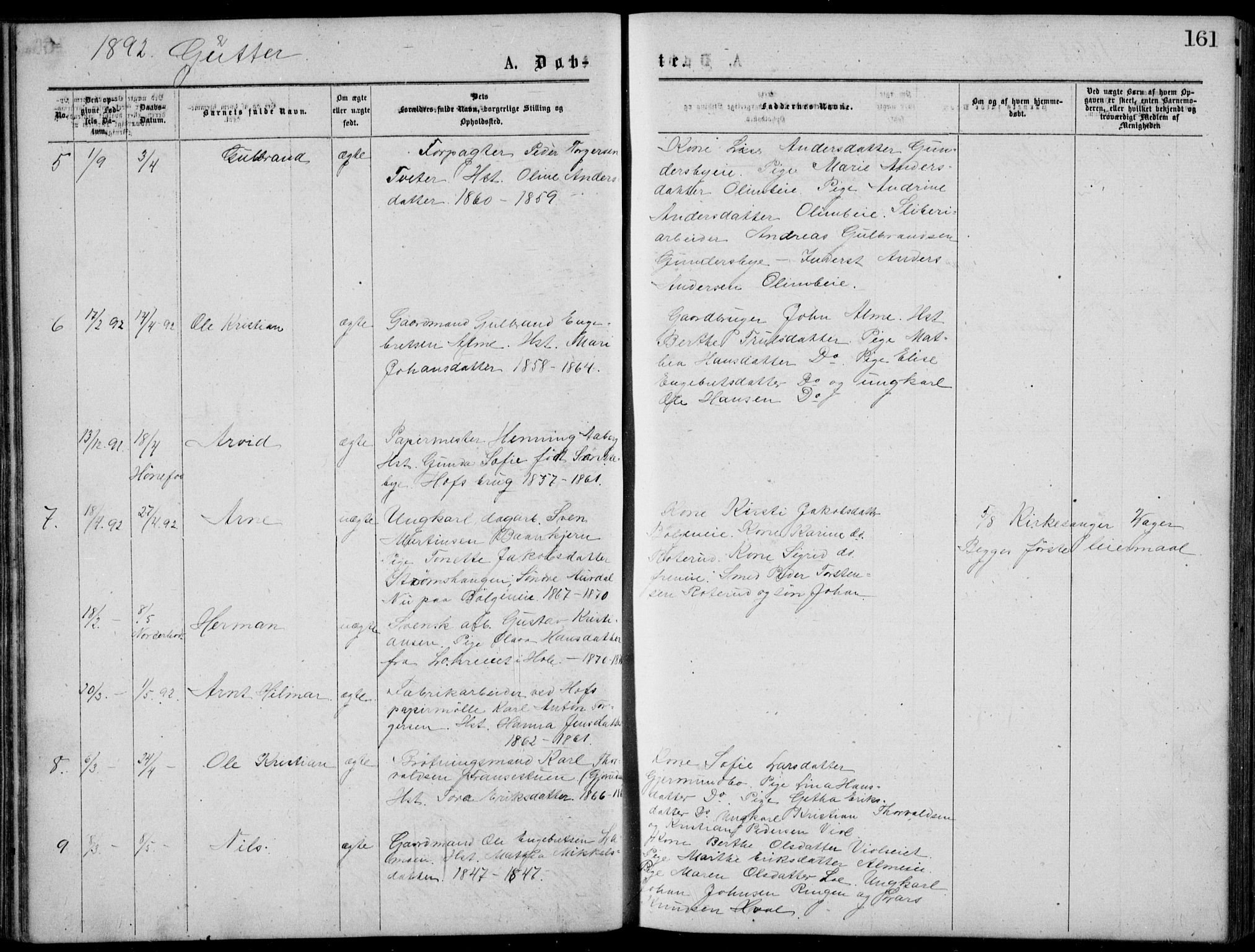 Norderhov kirkebøker, SAKO/A-237/G/Gb/L0001: Parish register (copy) no. II 1, 1876-1899, p. 161