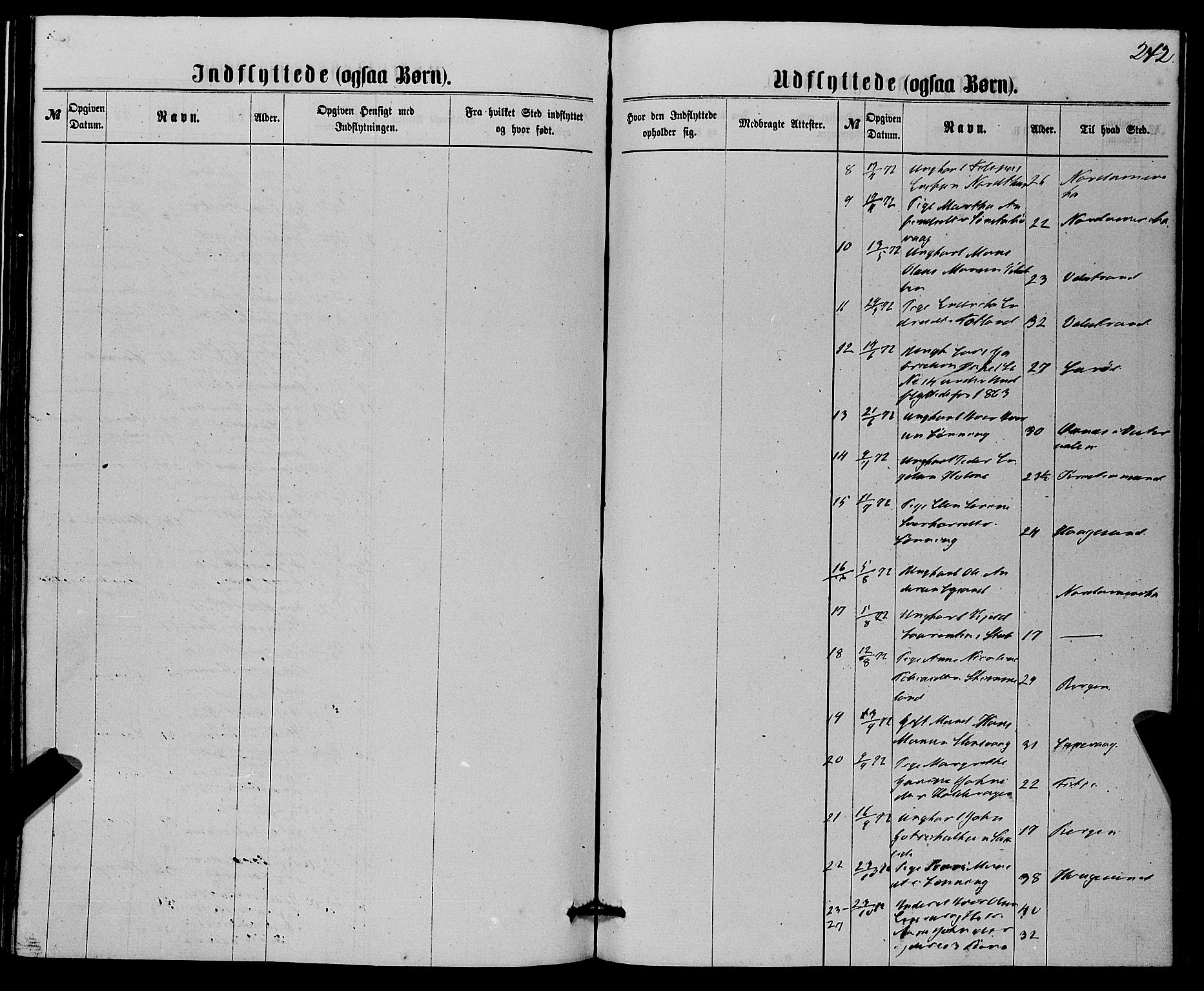 Finnås sokneprestembete, AV/SAB-A-99925/H/Ha/Haa/Haaa/L0008: Parish register (official) no. A 8, 1863-1872, p. 242