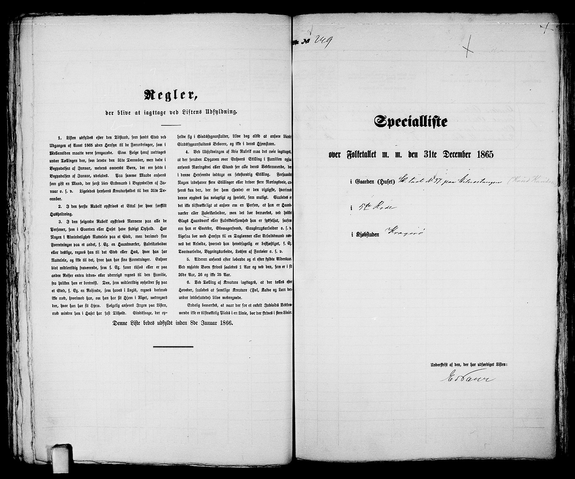 RA, 1865 census for Kragerø/Kragerø, 1865, p. 508