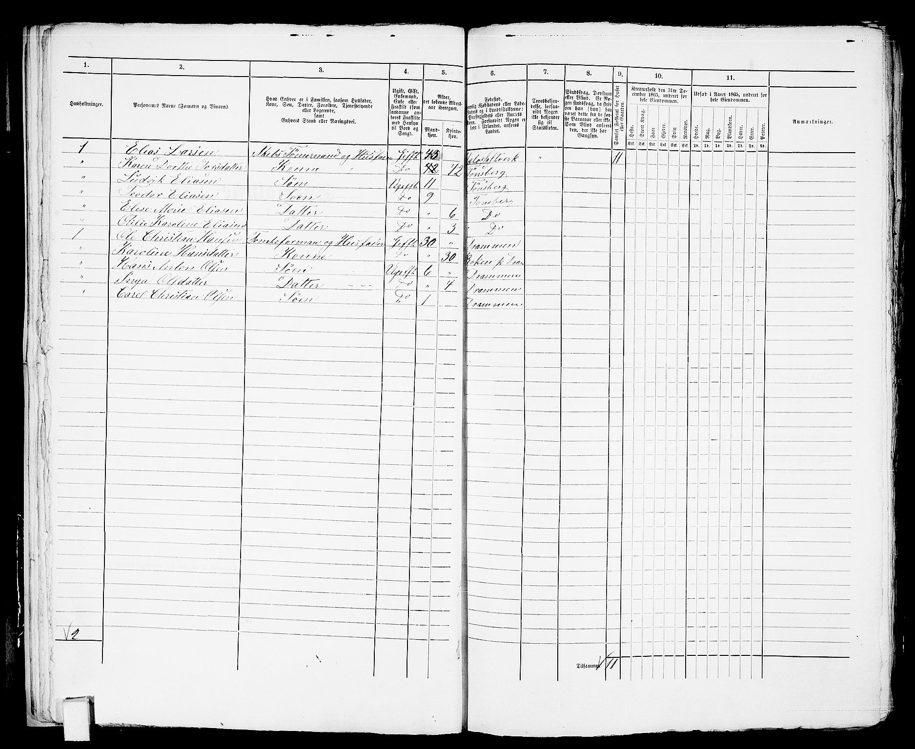 RA, 1865 census for Tønsberg, 1865, p. 29