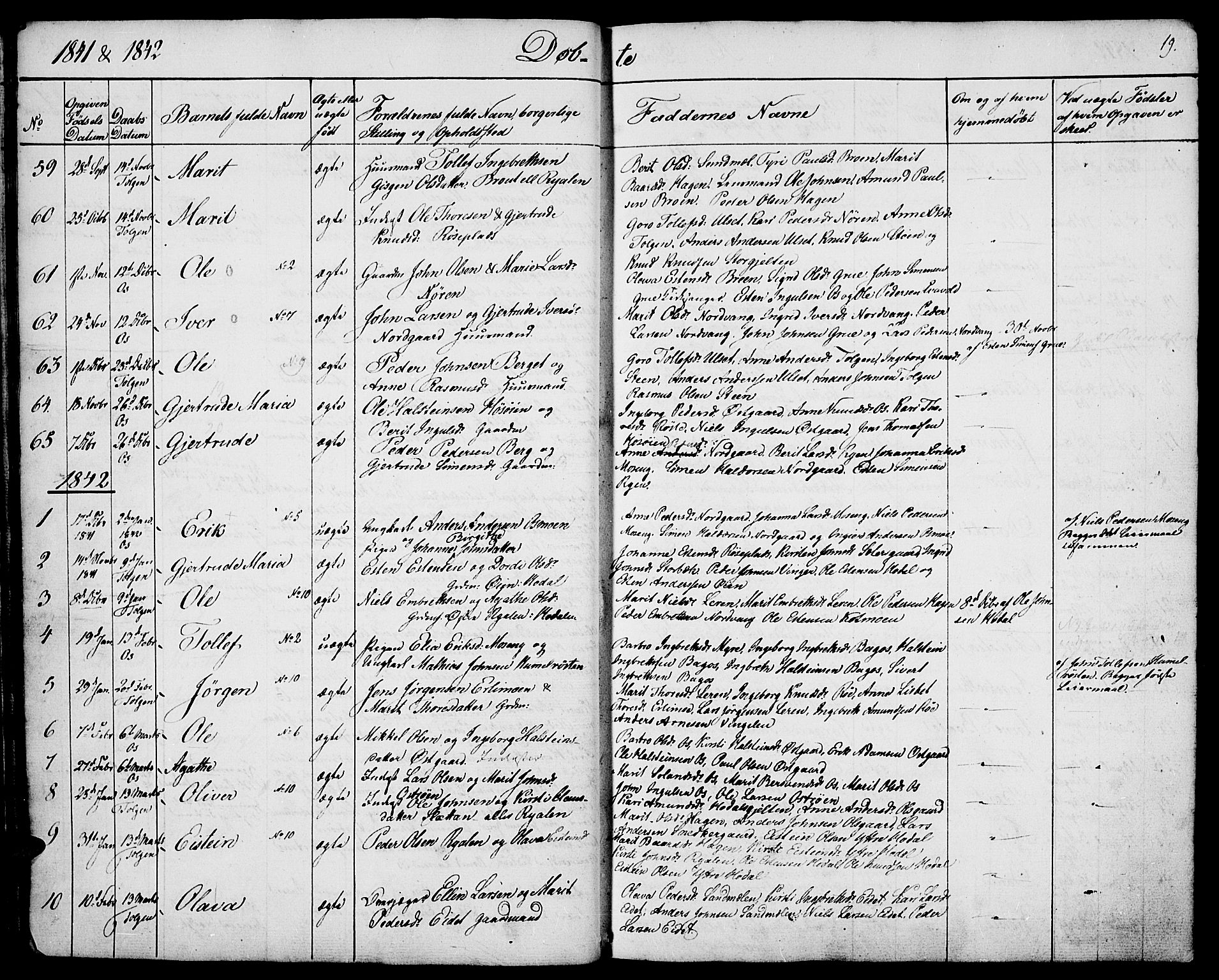 Tolga prestekontor, AV/SAH-PREST-062/K/L0005: Parish register (official) no. 5, 1836-1852, p. 19