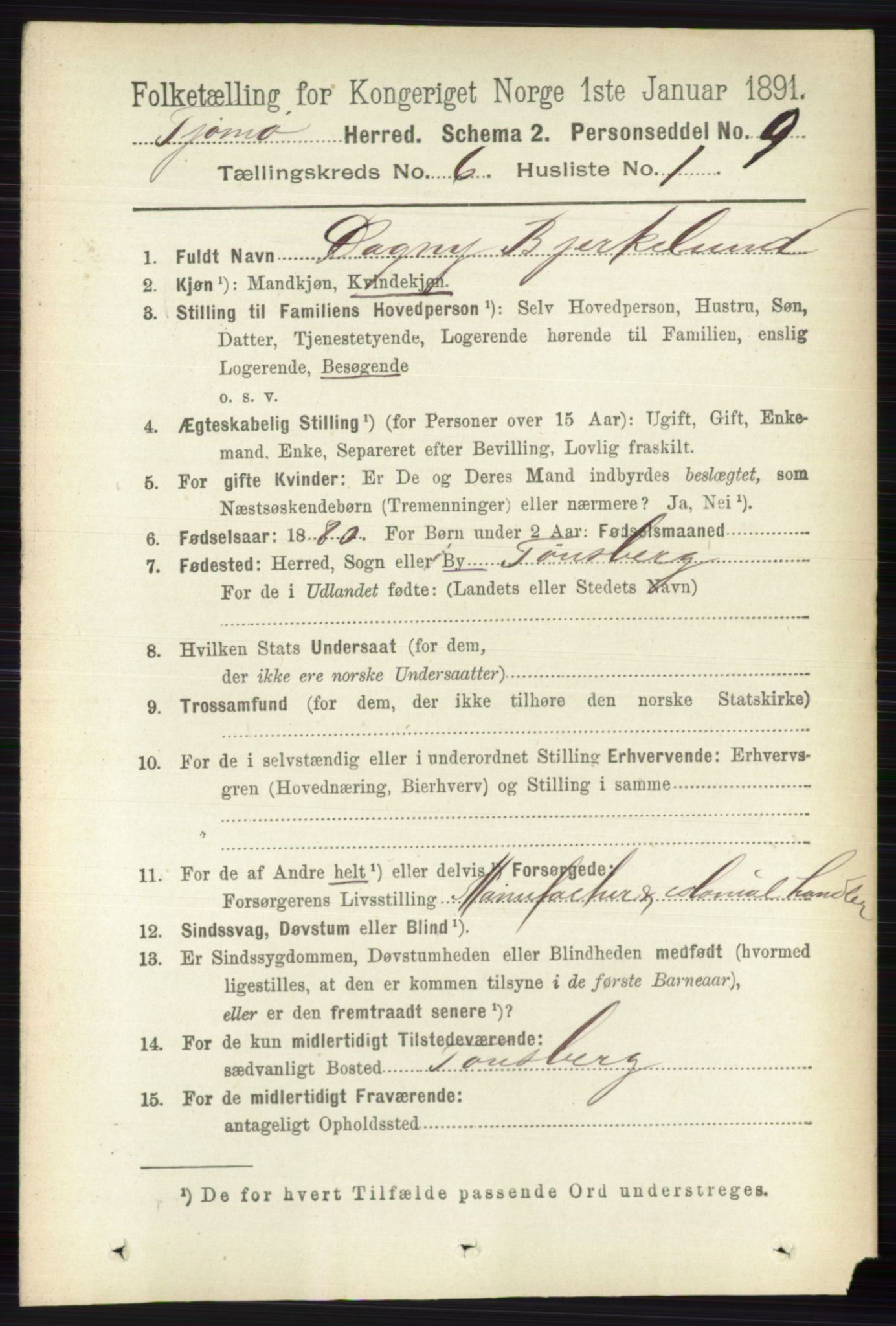 RA, 1891 census for 0723 Tjøme, 1891, p. 2118