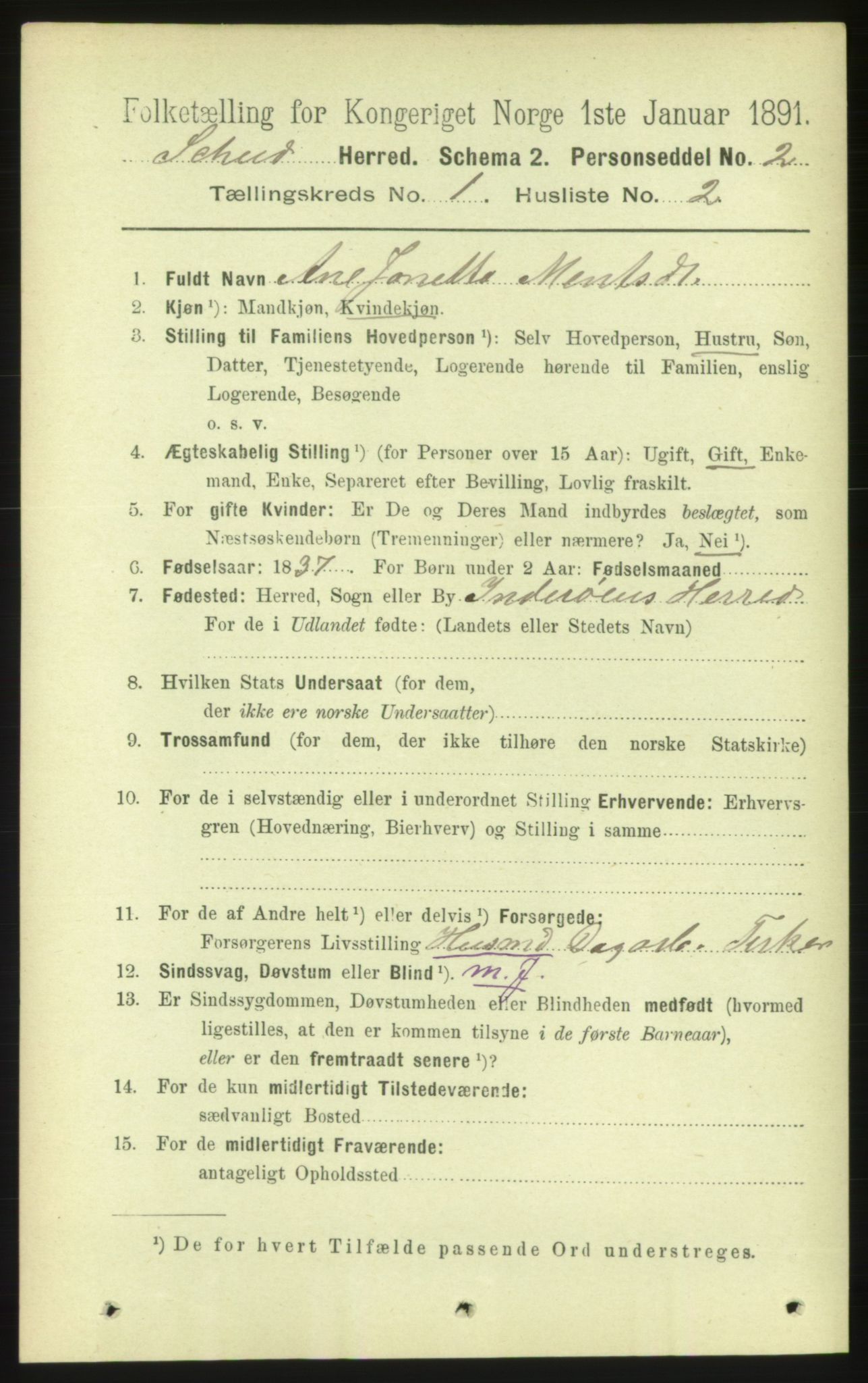 RA, 1891 census for 1732 Skei, 1891, p. 168