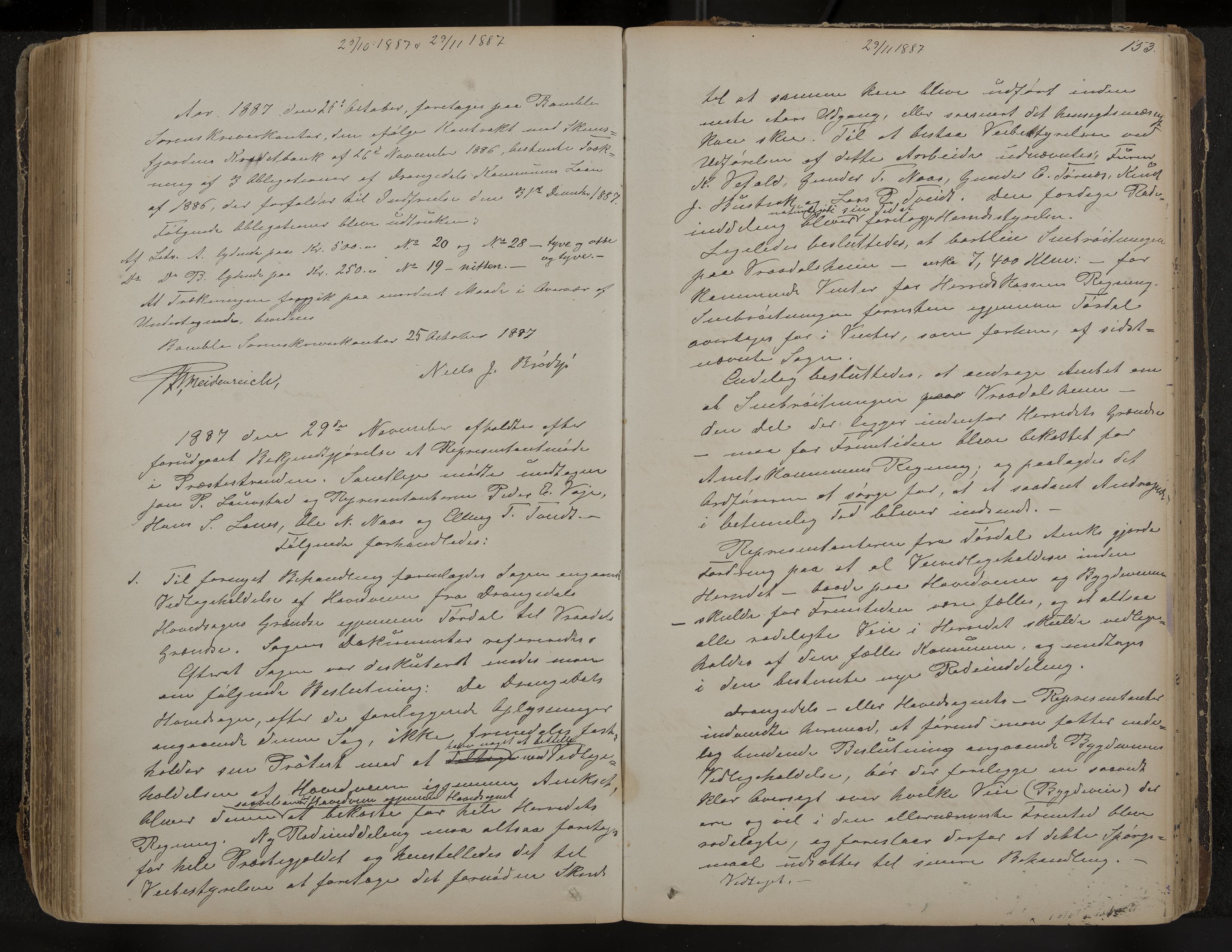 Drangedal formannskap og sentraladministrasjon, IKAK/0817021/A/L0002: Møtebok, 1870-1892, p. 153