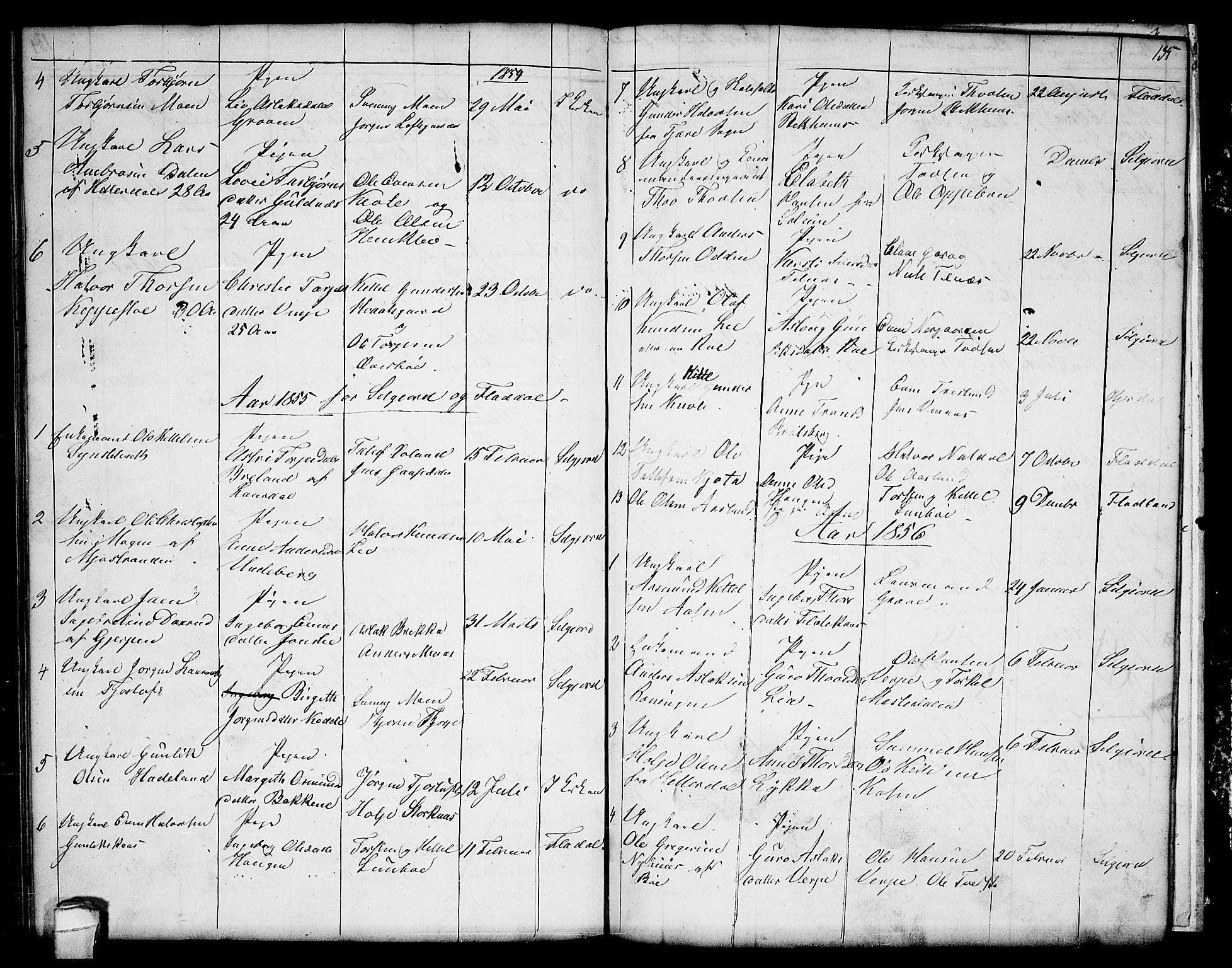 Seljord kirkebøker, SAKO/A-20/G/Ga/L0002: Parish register (copy) no. I 2, 1838-1866, p. 135
