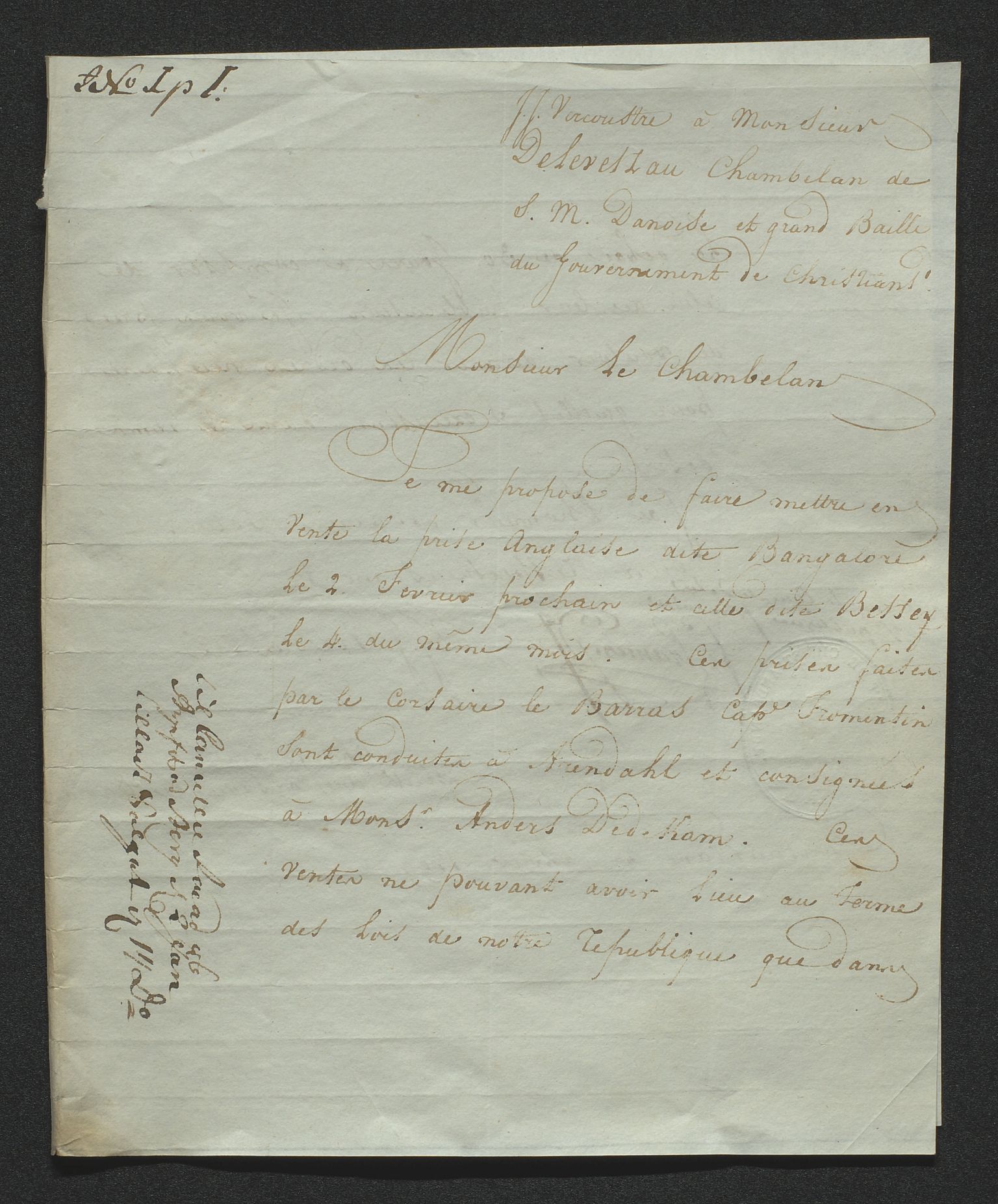 Stiftamtmannen i Kristiansand, AV/SAK-1271-0005/G/Gg/Gga/L1721: Kaper- og prisesaker, 1799-1813, p. 2