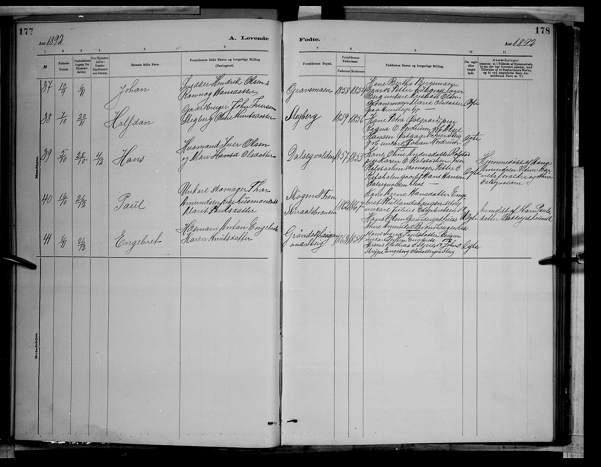 Sør-Fron prestekontor, SAH/PREST-010/H/Ha/Hab/L0003: Parish register (copy) no. 3, 1884-1896, p. 177-178