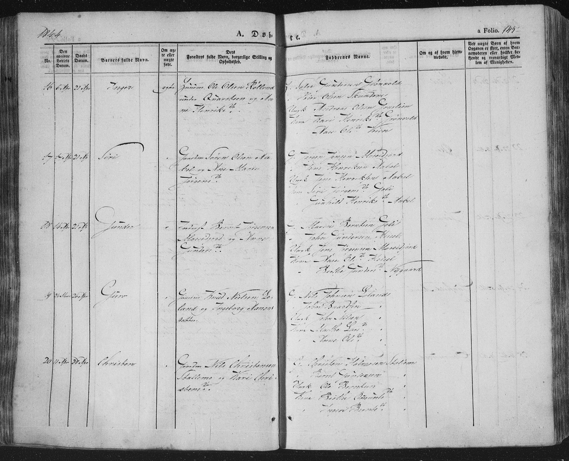 Vennesla sokneprestkontor, AV/SAK-1111-0045/Fa/Fac/L0004: Parish register (official) no. A 4, 1834-1855, p. 145