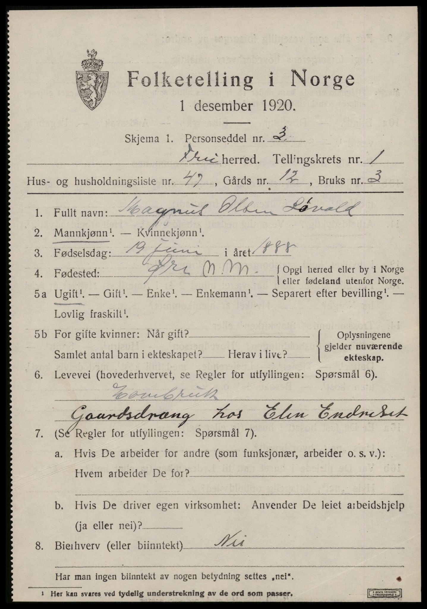 SAT, 1920 census for Frei, 1920, p. 1039