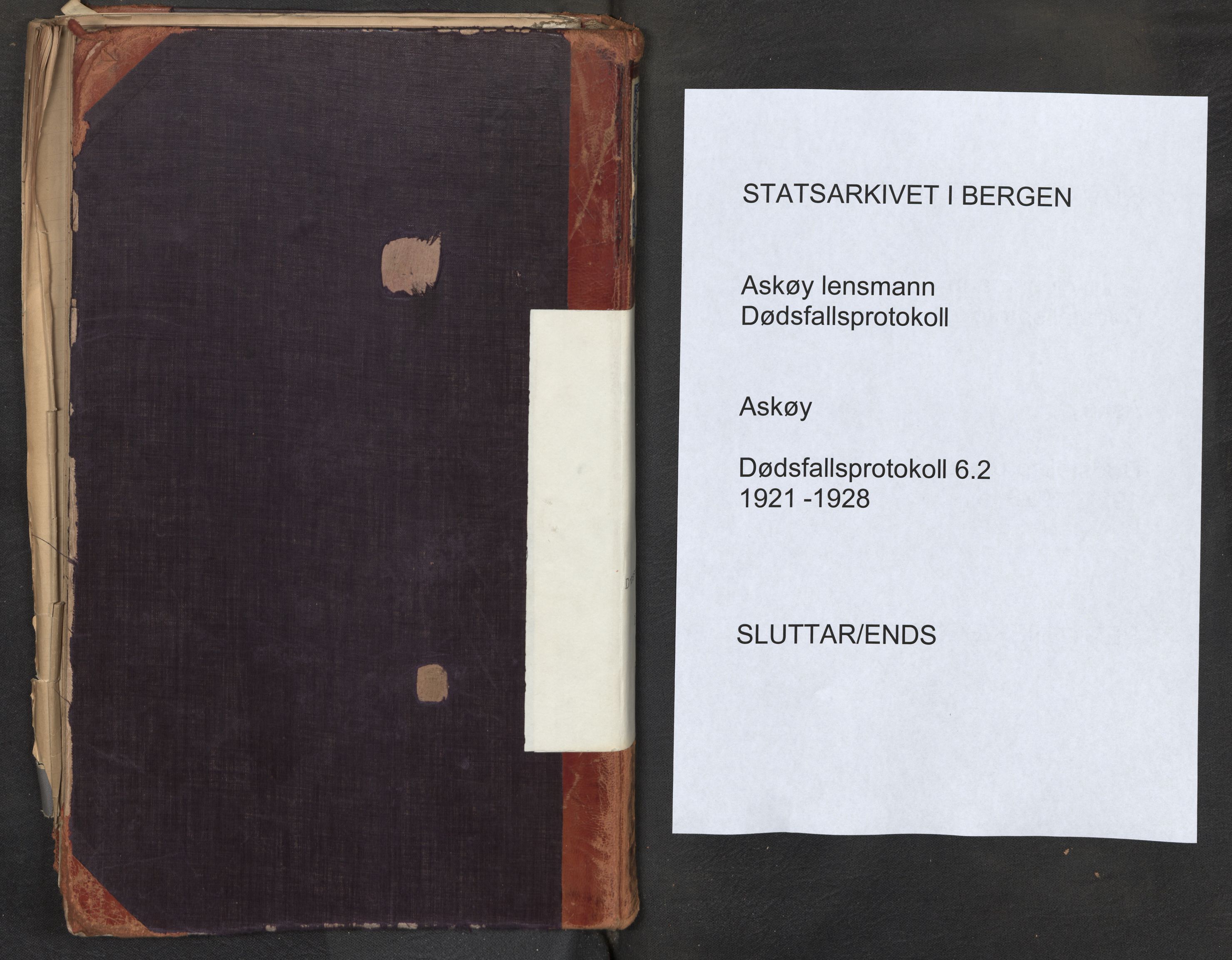 Lensmannen i Askøy, SAB/A-31001/0006/L0002: Dødsfallprotokoll med register , 1921-1928