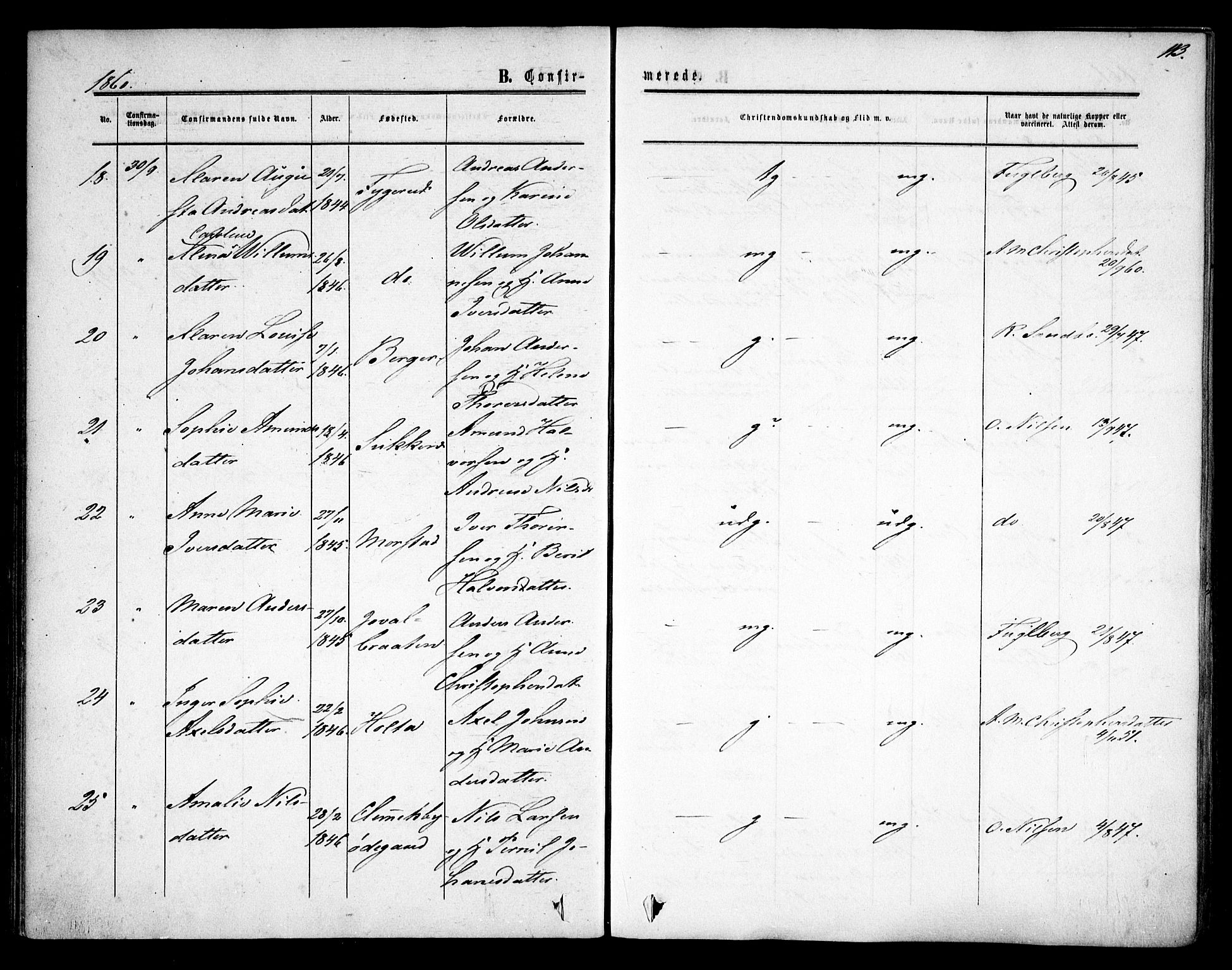 Rødenes prestekontor Kirkebøker, AV/SAO-A-2005/F/Fa/L0007: Parish register (official) no. I 7, 1860-1869, p. 113