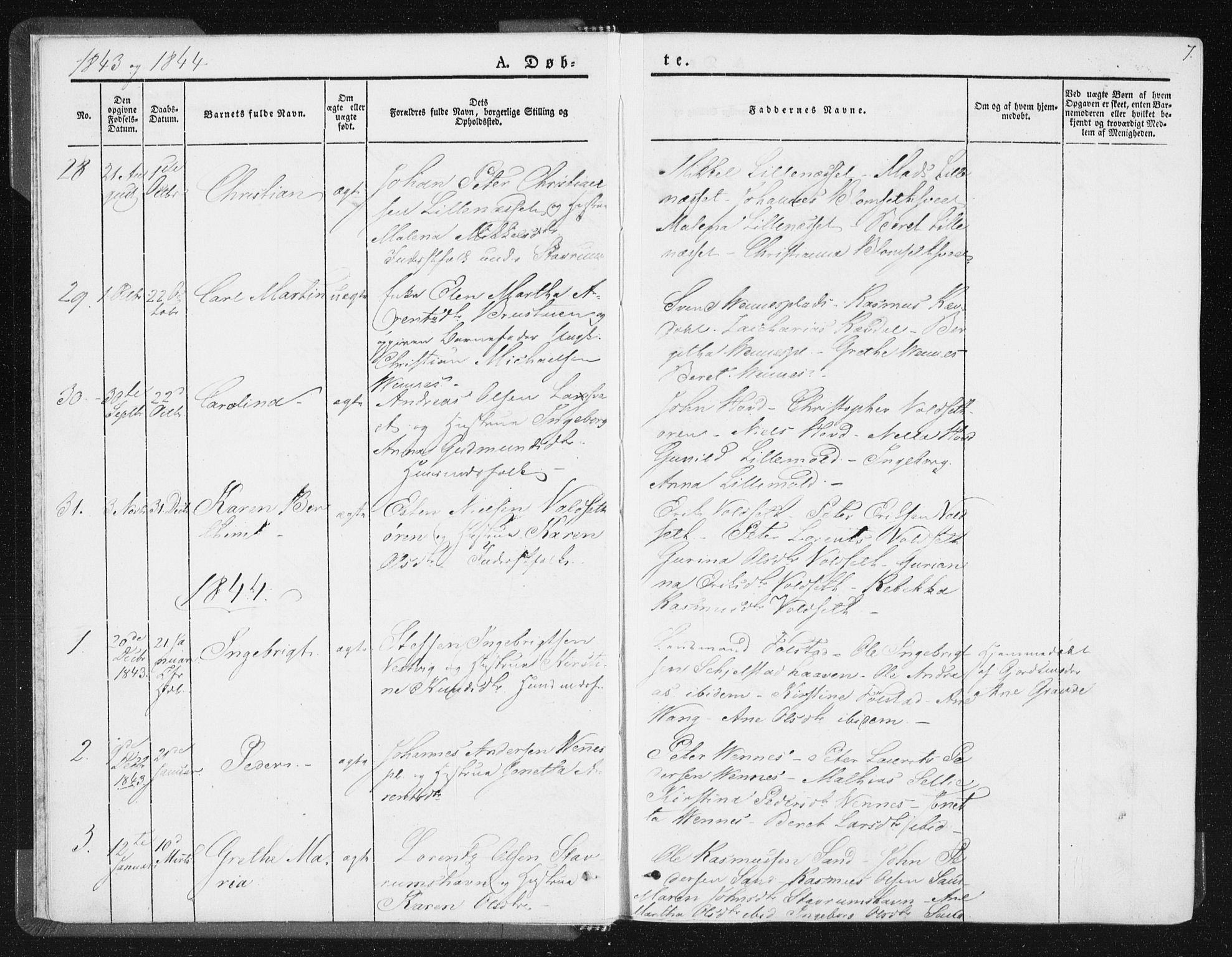 Ministerialprotokoller, klokkerbøker og fødselsregistre - Nord-Trøndelag, SAT/A-1458/744/L0418: Parish register (official) no. 744A02, 1843-1866, p. 7