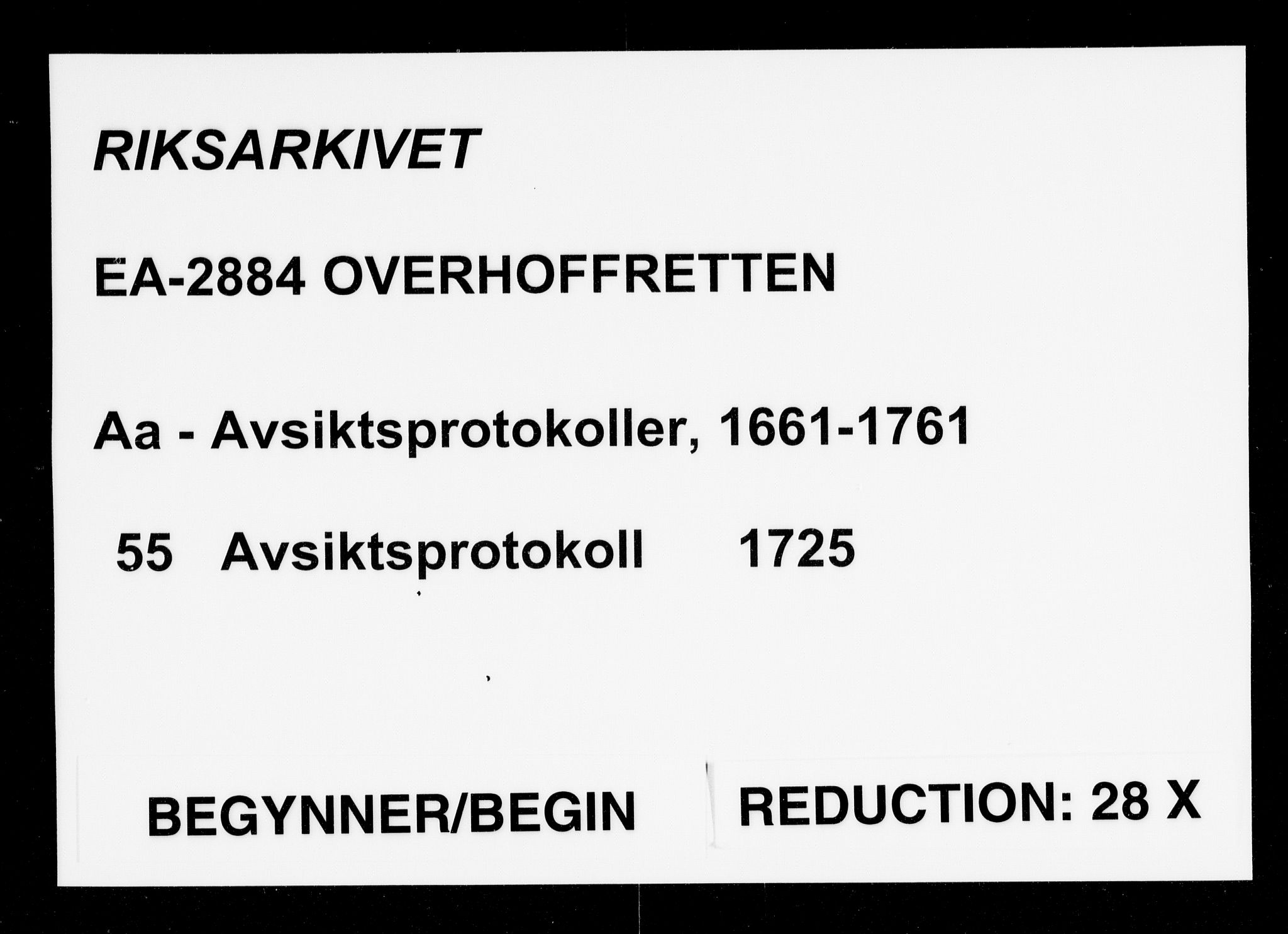 Overhoffretten 1667-1797, AV/RA-EA-2884/Aa/L0055: Avsiktsprotokoll, 1725