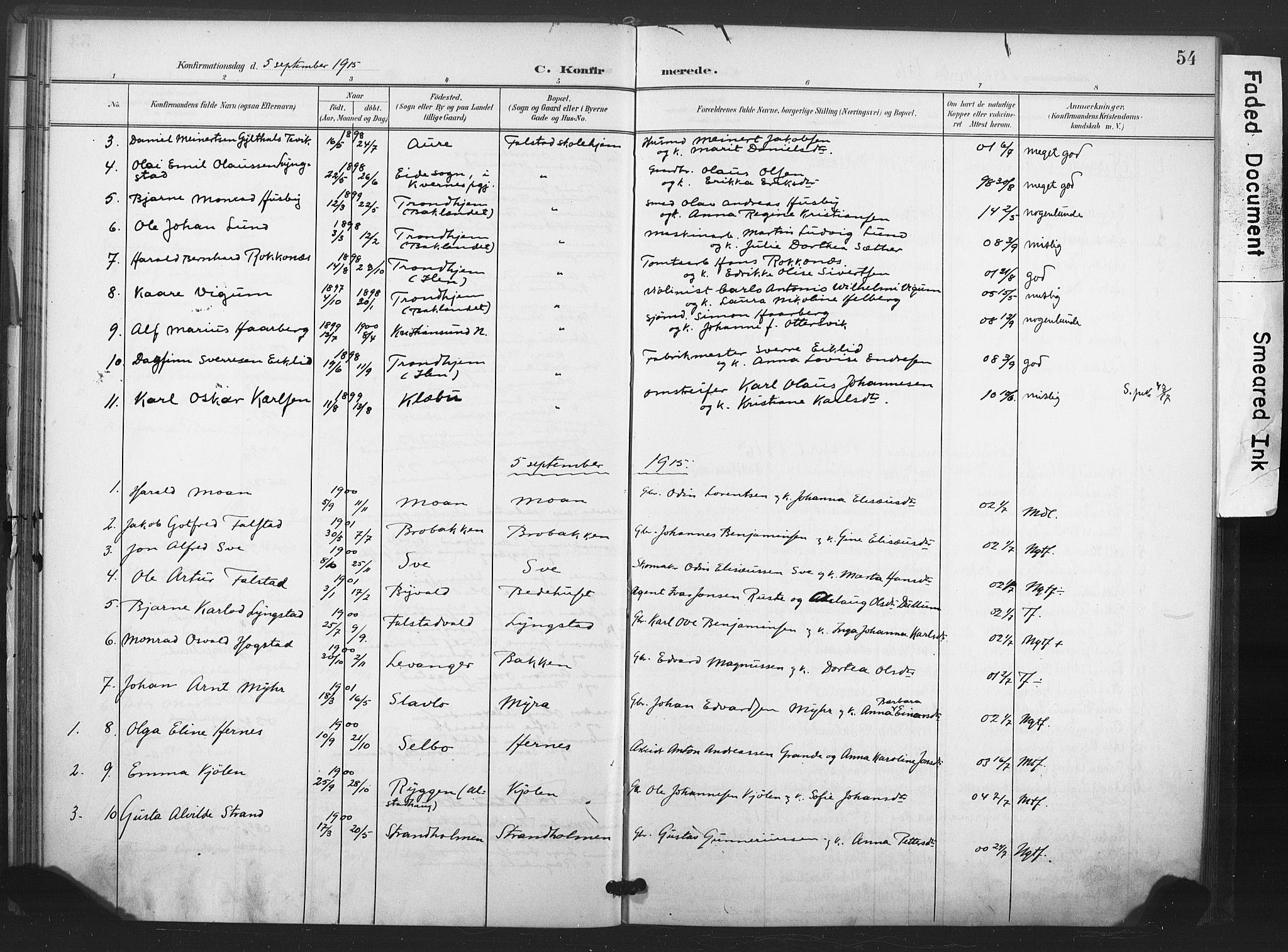 Ministerialprotokoller, klokkerbøker og fødselsregistre - Nord-Trøndelag, SAT/A-1458/719/L0179: Parish register (official) no. 719A02, 1901-1923, p. 54