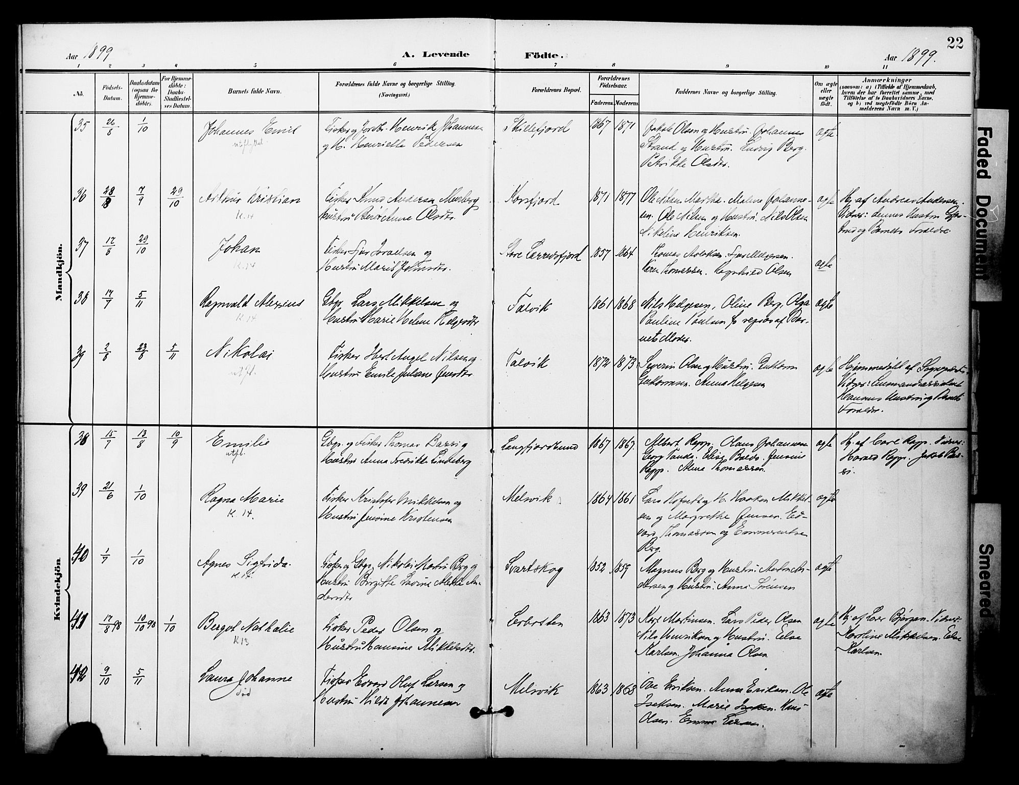Talvik sokneprestkontor, SATØ/S-1337/H/Ha/L0014kirke: Parish register (official) no. 14, 1897-1905, p. 22