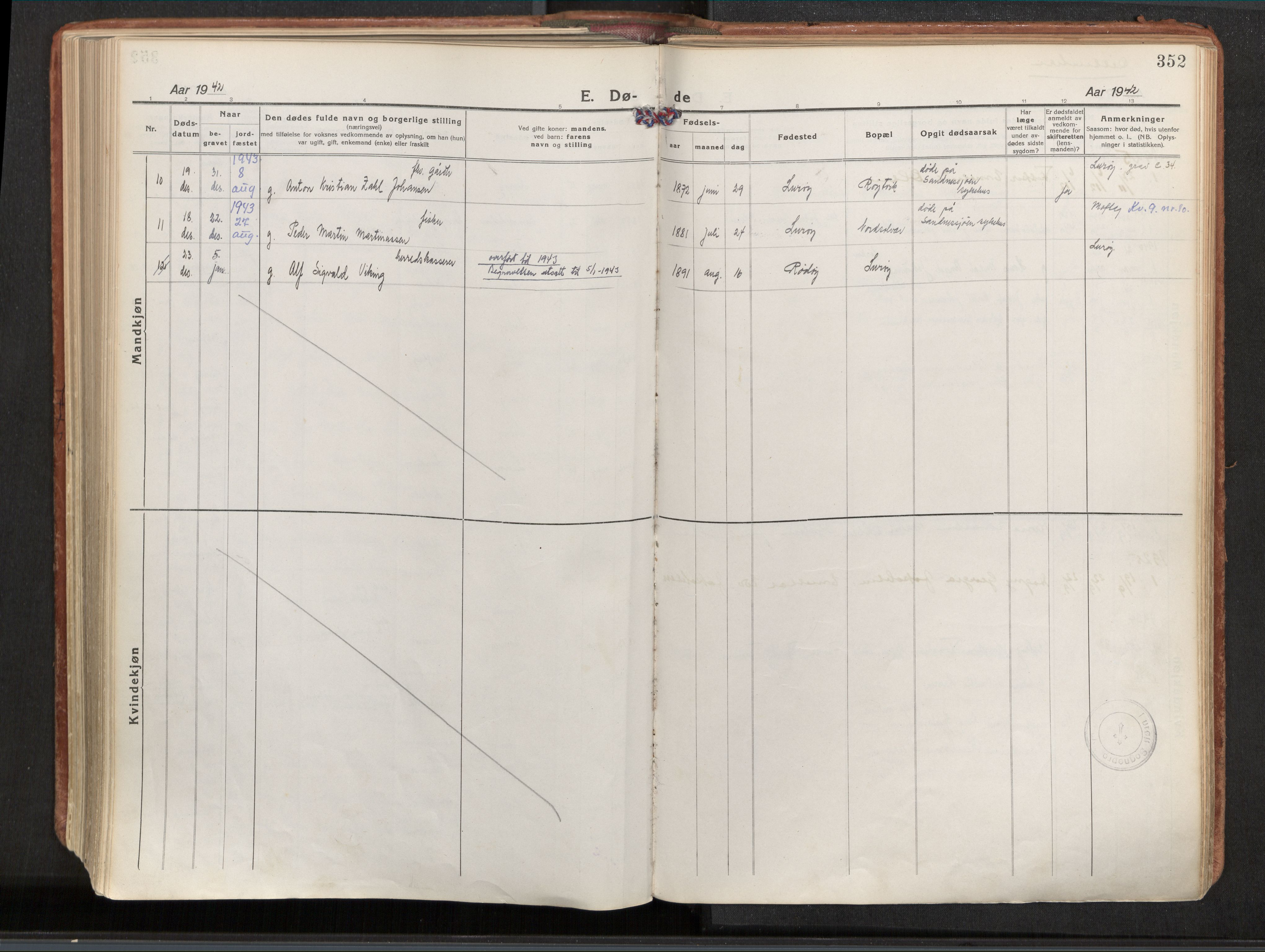 Ministerialprotokoller, klokkerbøker og fødselsregistre - Nordland, AV/SAT-A-1459/839/L0570: Parish register (official) no. 839A07, 1923-1942, p. 352